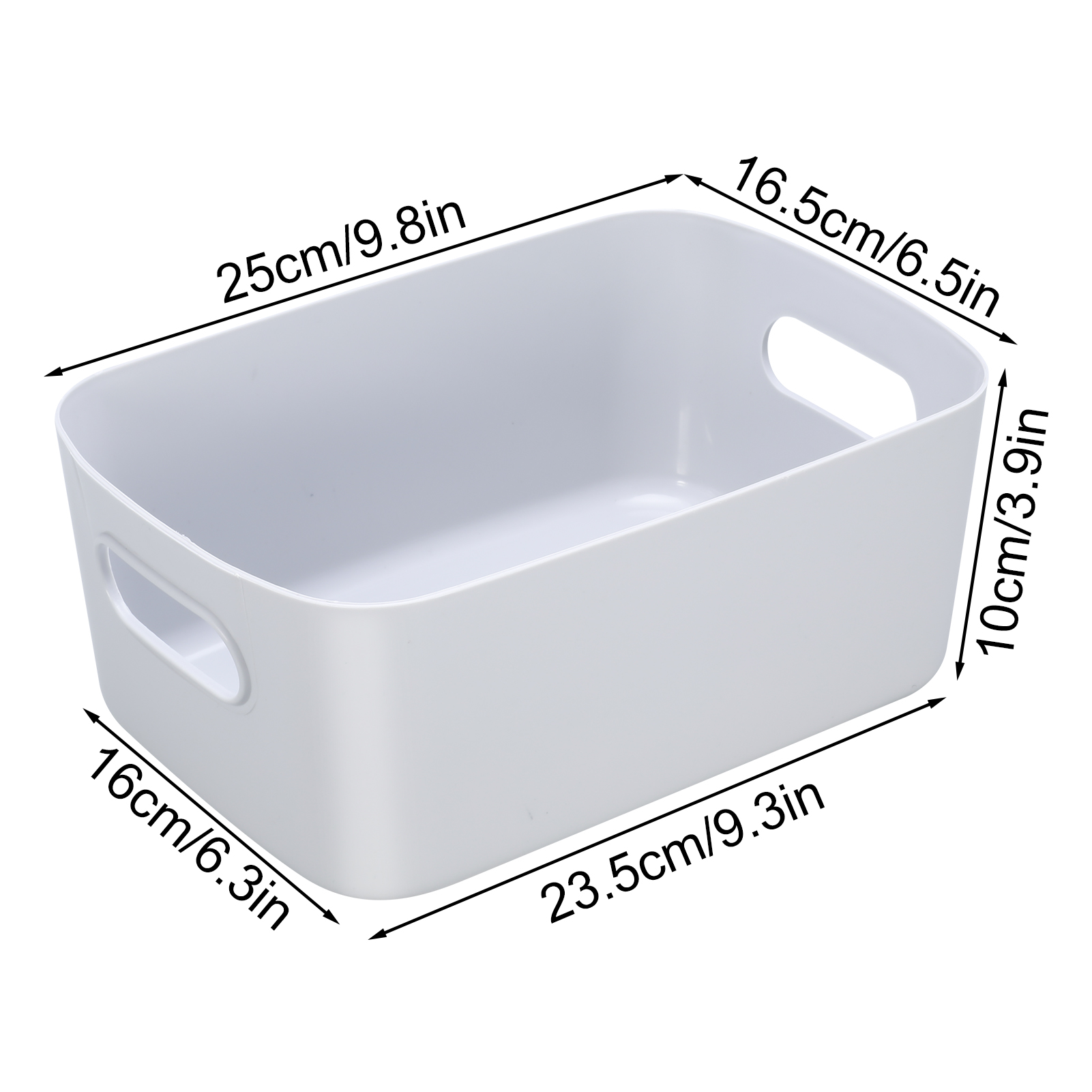 Hengguang 5 Pack Plastic Storage Boxes, Grey Storage Baskets Home Tidy Open Storage Bins with Handles, Rectangular Storage Basket for Kitchen, Cupboard, Office, Bathroom