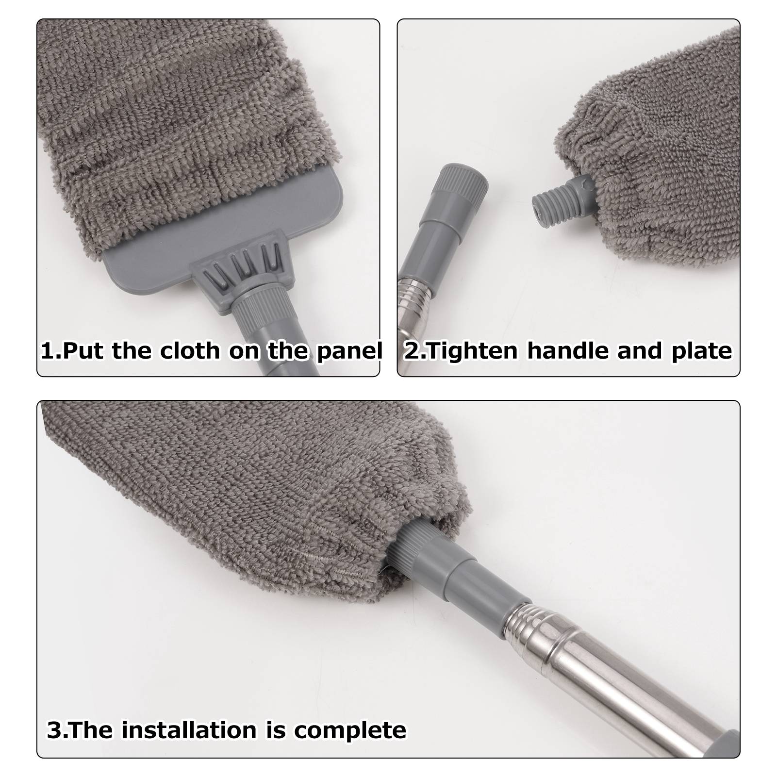 Armscye 5 Pcs Retractable Gap Dust Cleaner Cleaning Tools with 3 Microfiber Dusting Cloths,53 inches Long Handle Retractable Under Appliances Duster Brush for Cleaning Furniture Couch Fridge