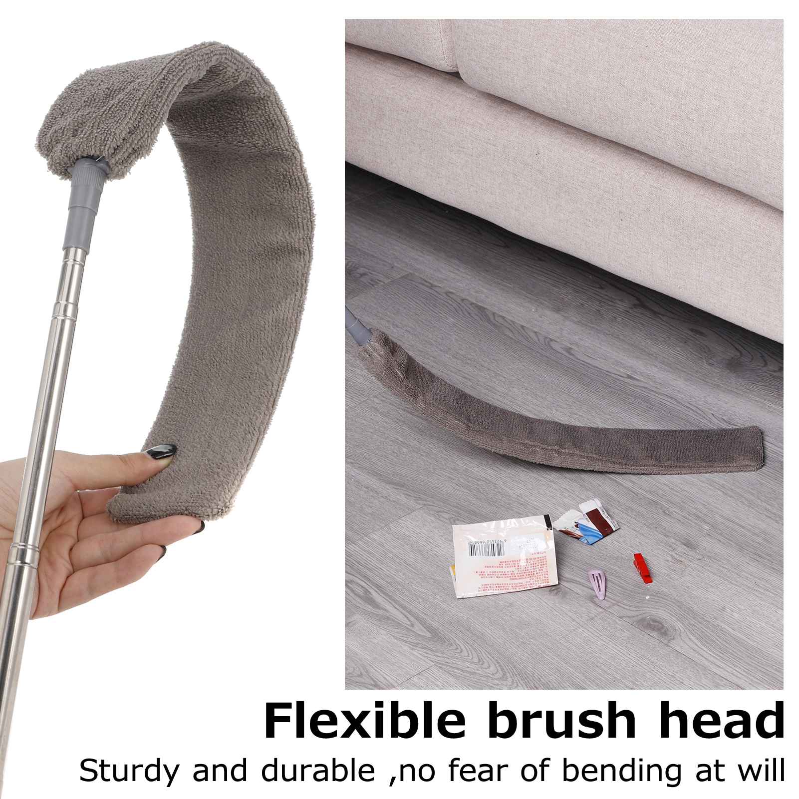 Armscye 5 Pcs Retractable Gap Dust Cleaner Cleaning Tools with 3 Microfiber Dusting Cloths,53 inches Long Handle Retractable Under Appliances Duster Brush for Cleaning Furniture Couch Fridge