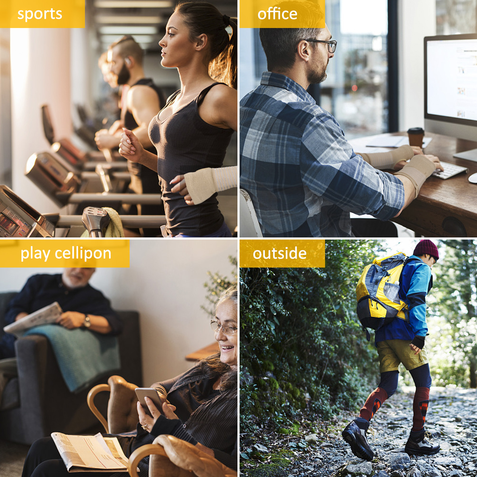 sixwipe 4 Pcs Wrist Brace for Carpal Tunnel, Wrist Support with Adjustable Elastic Strap for Left and Right Hand, Hand Wraps for Carpal Tunnel, Arthritis, Tendonitis Pain Relief