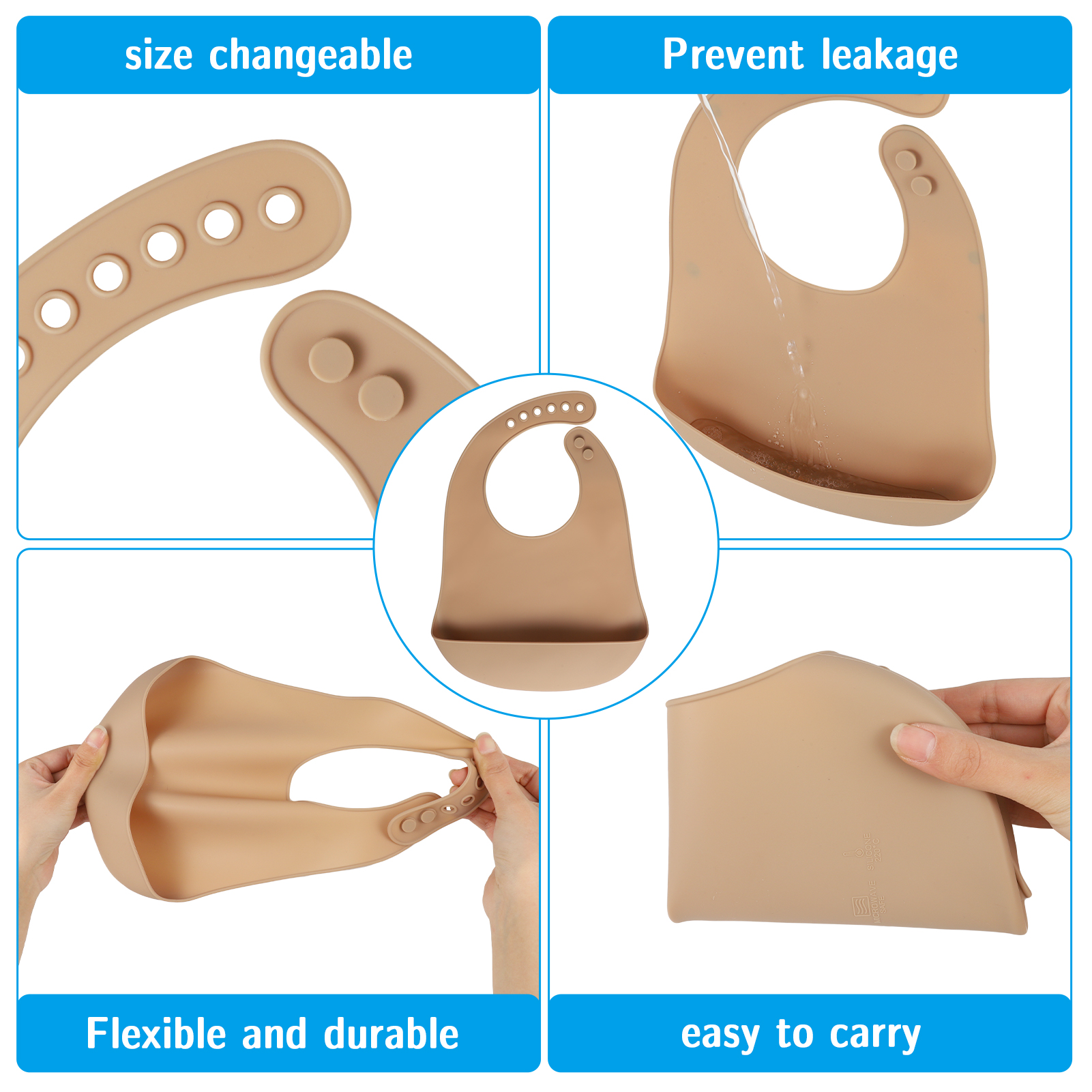 Hengguang 4Pcs Silicone Baby Bibs, Soft Waterproof Feeding Bibs with Food Catcher Pocket, BPA Free Adjustable Bibs for Baby Boy and Girl(Yellow)