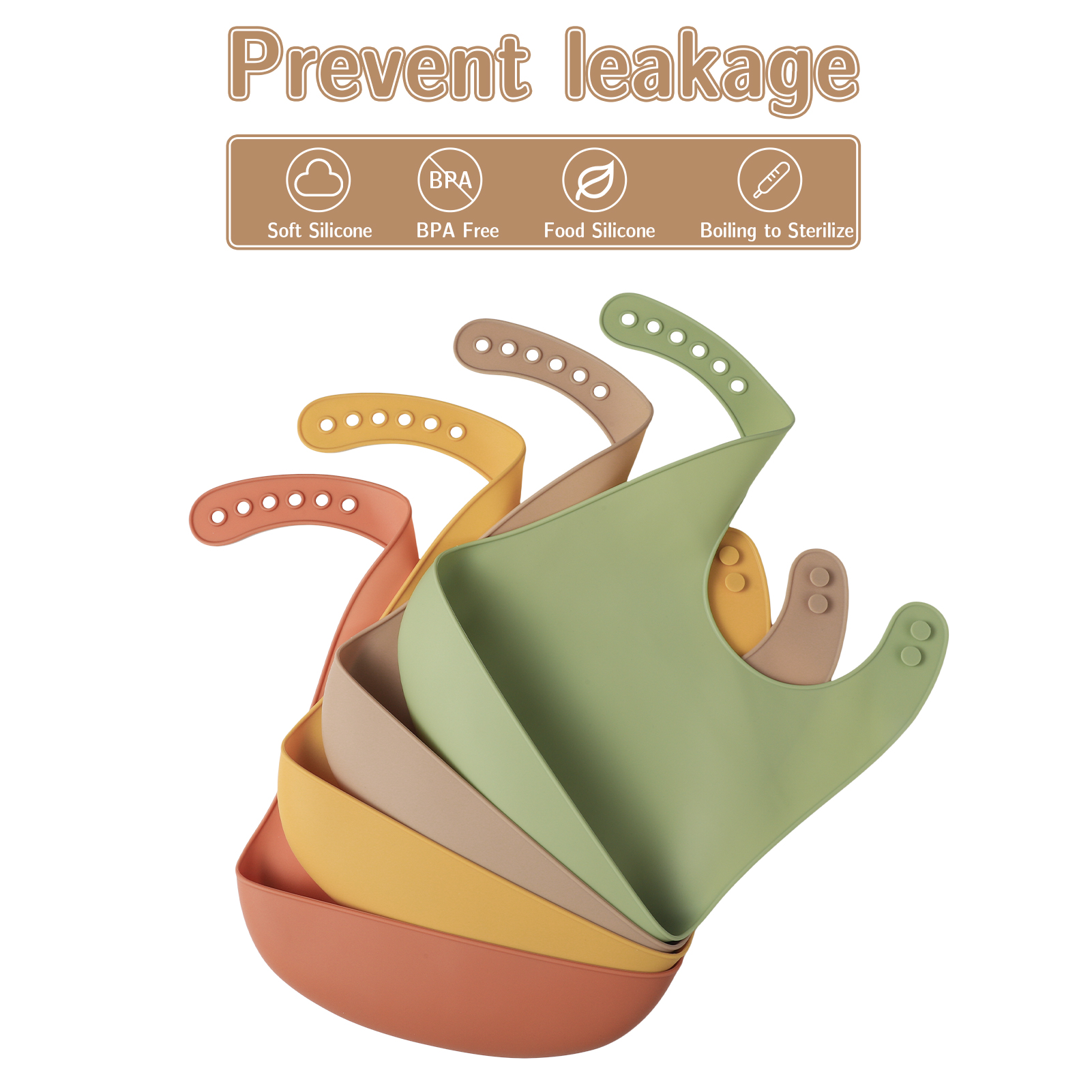 Hengguang 4Pcs Silicone Baby Bibs, Soft Waterproof Feeding Bibs with Food Catcher Pocket, BPA Free Adjustable Bibs for Baby Boy and Girl(Yellow)