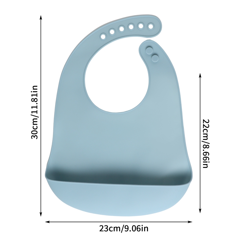 Hengguang 4Pcs Silicone Baby Bibs, Soft Waterproof Feeding Bibs with Food Catcher Pocket, BPA Free Adjustable Bibs for Baby Boy and Girl(Blue)
