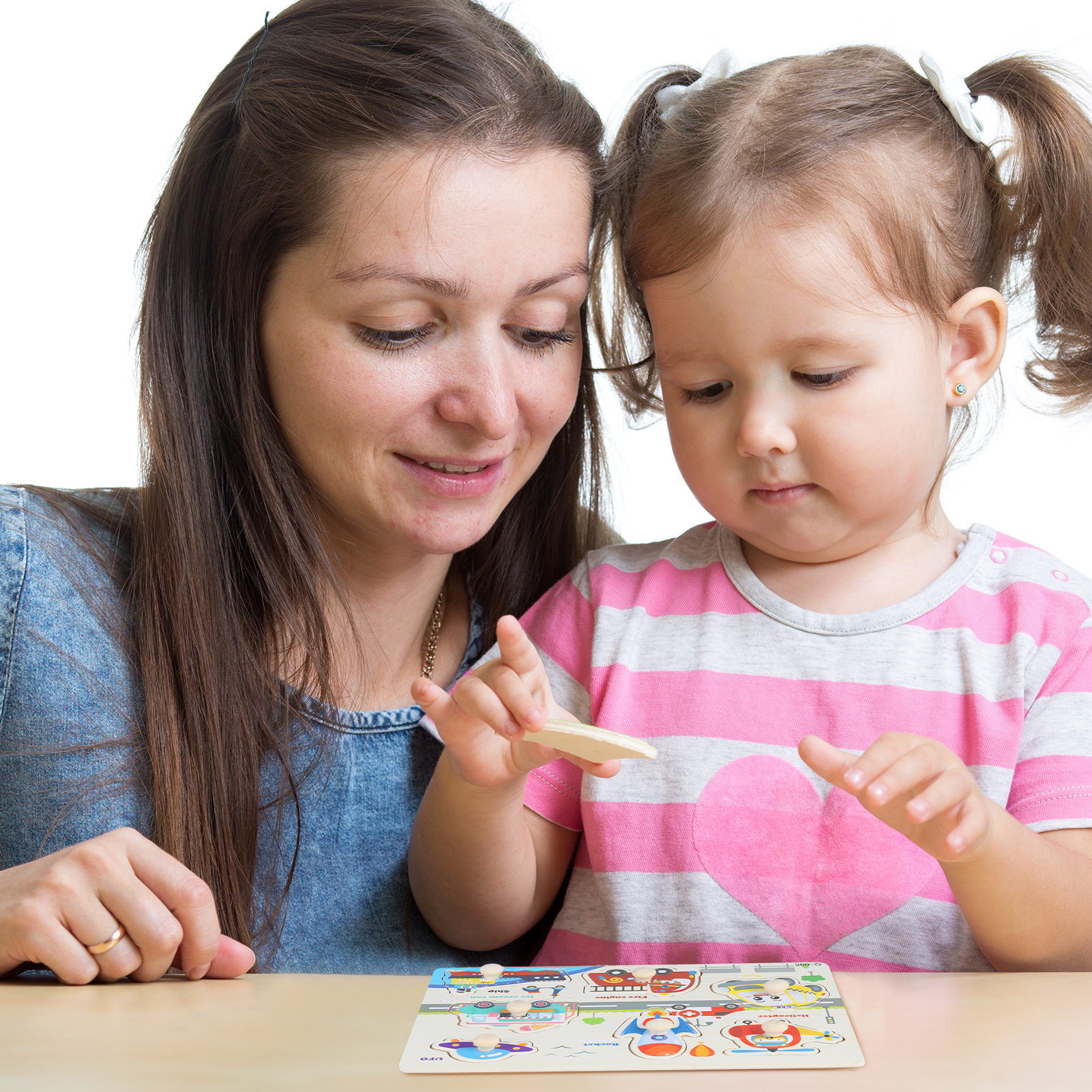 Armscye Wooden Peg Puzzles for Toddlers, 6 Pack 9 x 6 Inch Preschool Educational Learning Puzzle Toys for Kids Age 2, 3, 4 - Animals, Dinosaurs, Ocean, Vehicles, Farms, Numbers