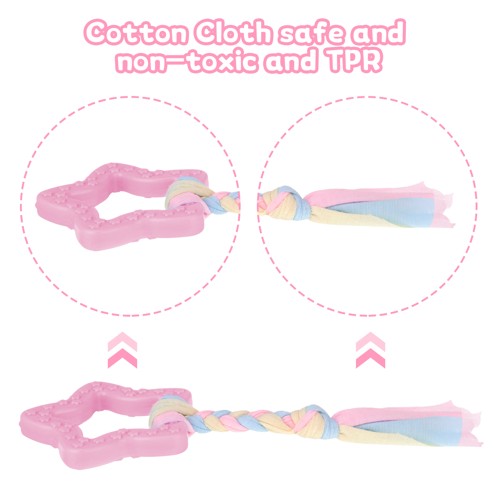 Armscye 5 Pack Puppy Chew Toys for Teething Small Dogs, Pink Rubber Puppy Teething Toys Plush Squeaky Dog Toys for Cleaning Teeth Interactive Pet Doggy Bone Toys