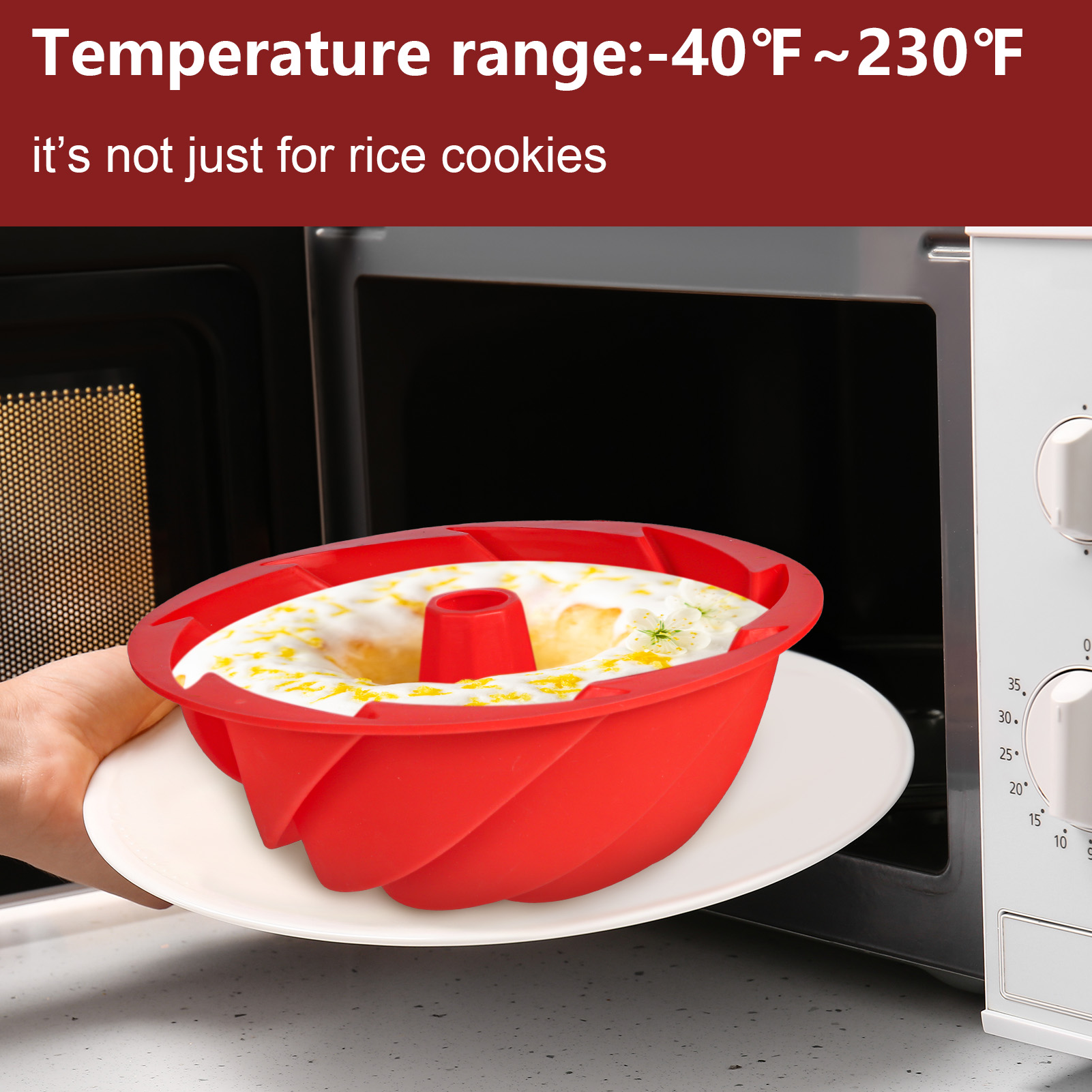 Armscye 2 Pack 9.5 Inch Silicone Bundt Cake Pans,Nonstick Silicone Fluted Tube Pan, Silicone Cake Molds for Baking for Cake, Brownie, Jello and Bavarois