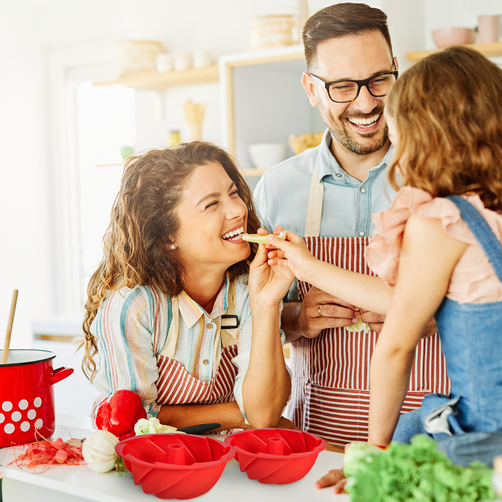 Armscye 2 Pack 9.5 Inch Silicone Bundt Cake Pans,Nonstick Silicone Fluted Tube Pan, Silicone Cake Molds for Baking for Cake, Brownie, Jello and Bavarois