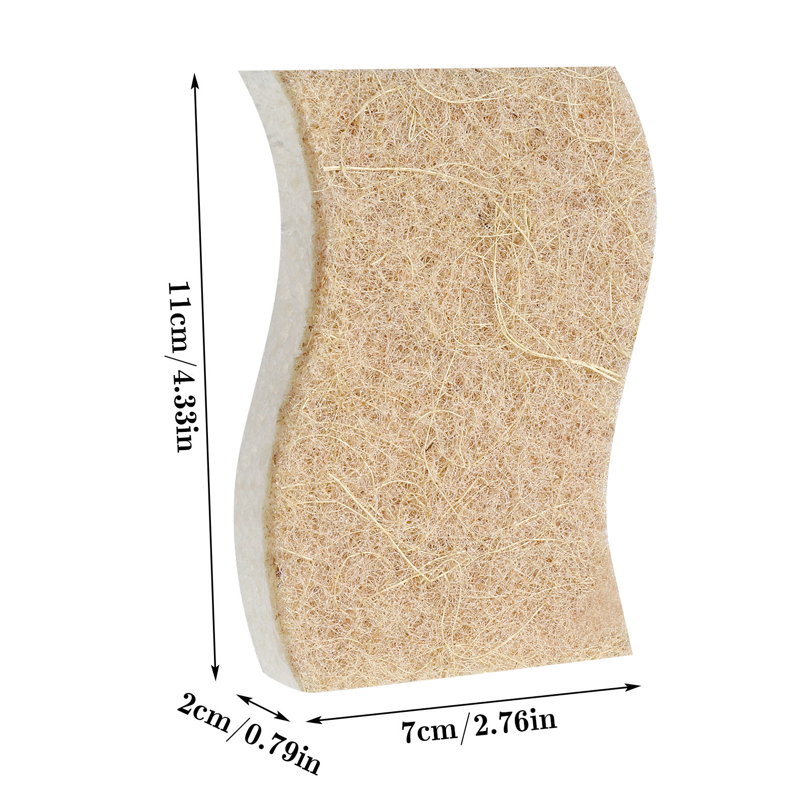 sixwipe 12 Pack Natural Kitchen Sponge, Biodegradable Compostable Cellulose and Coconut Scrubber Sponge, Eco-Friendly Scrub Sponges for Dishes, Bathtubs(Brown-White)