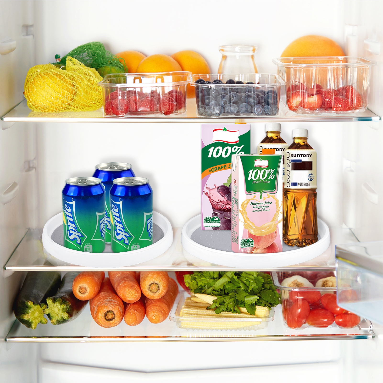 Armscye 4 Pack Lazy Susan Turntable for Kitchen Cabinets, 10 and 12 inch Non Skid Plastic Lazy Susan Turntable, Rotating Spinning Organizer for Kitchen, Refrigerator, Pantry, Spice Rack, Bathroom