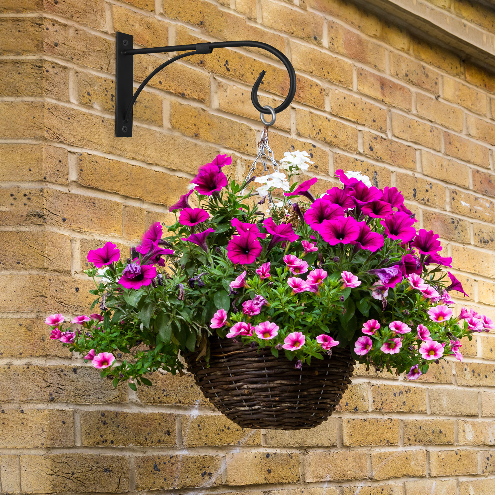 topjuju 2 Pack Plant Hanging Brackets, 11 Inch Iron Hanging Basket Bracket, Weather-Resistant Outdoor Plant Hooks for Hanging Plant Lantern Windchime Birdhouse, Screw Included