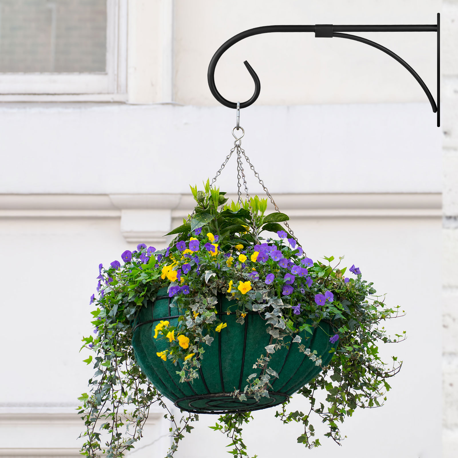 topjuju 2 Pack Plant Hanging Brackets, 11 Inch Iron Hanging Basket Bracket, Weather-Resistant Outdoor Plant Hooks for Hanging Plant Lantern Windchime Birdhouse, Screw Included