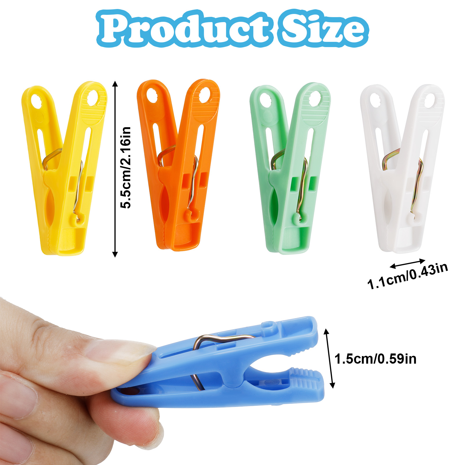 Bocaoying 100 Pcs Clothes Pins, Heavy Duty Clothes Pegs for Washing Line, Plastic Clothes Peg, Cloth Line Dry Clips, Non-Slip Windproof Strong Laundry Clips for Hanging Clothes Indoor Outdoor