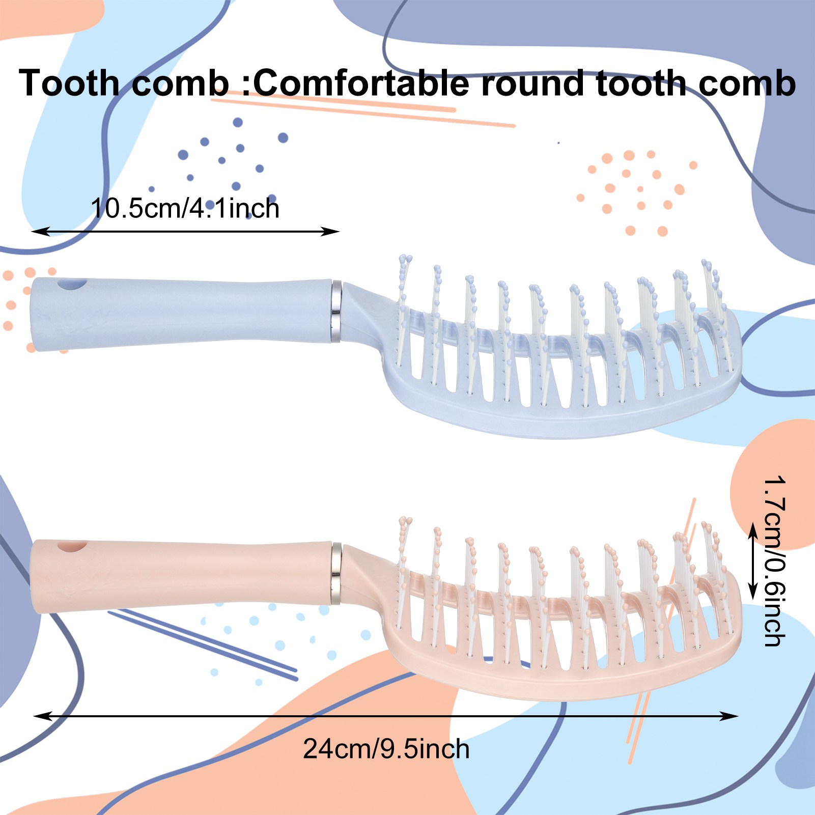 Abaima 3 Pcs Detangling Brush with 100 Hair Ties, Curved Vented Styling Hair Brush with Seamless Spring Ties, Women Fast Blow Drying Brush for Wet Dry Curly Straight Thick Hair