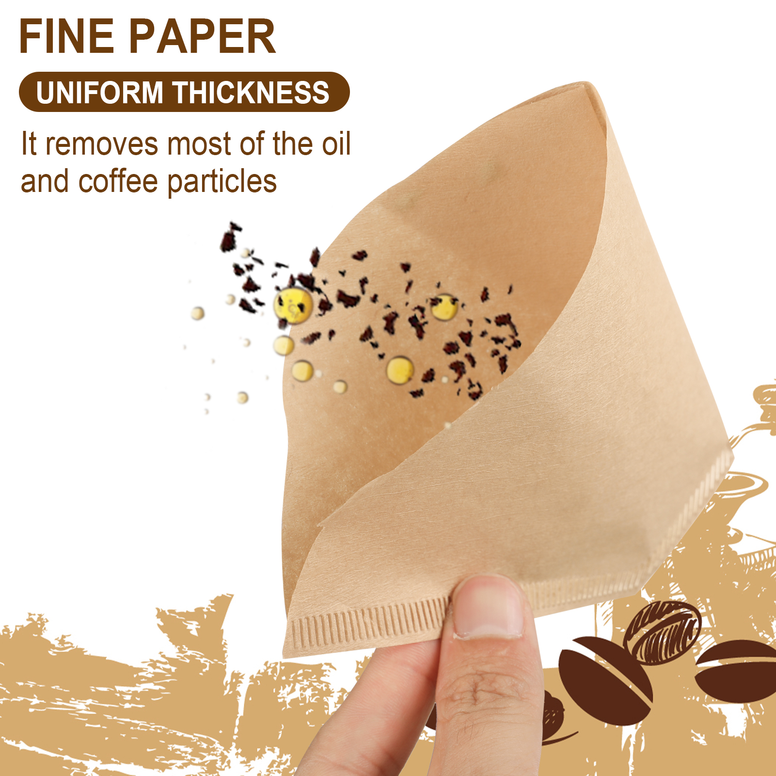 sixwipe 200 Pcs Coffee Filters, Coffee Filters 8 12 Cup, Disposable Coffee Filters Paper, Natural Brown Cone Paper Filter, 4 Replacement Cone Coffee Filters for Pour Over and Drip Coffee Maker