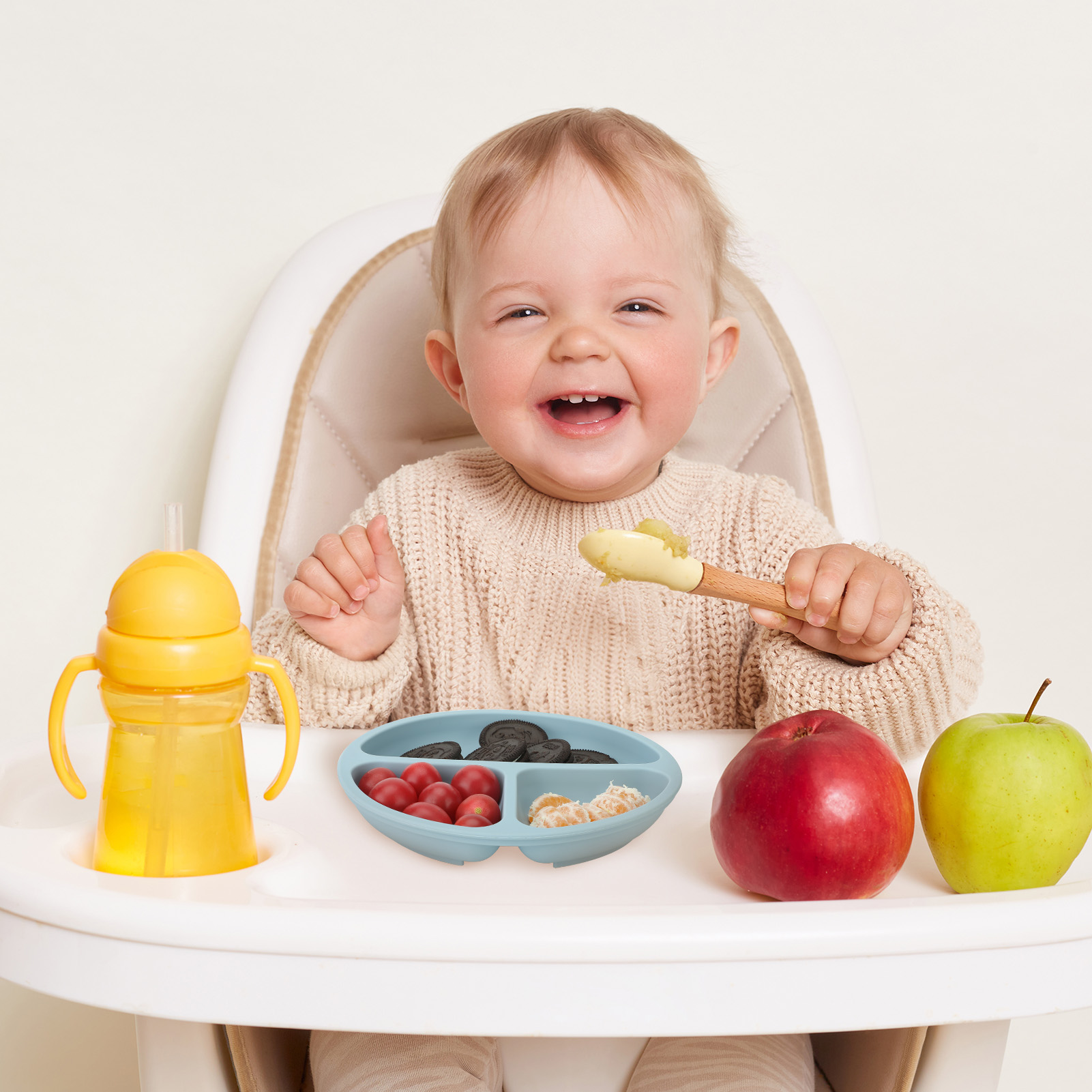 Armscye 3 Pack Suction Toddlers Plates,Divided Suction Plates for Baby,100% Food Grade Silicone Baby Plates,Safe Grip Dishes for Toddlers Self Feeding Training