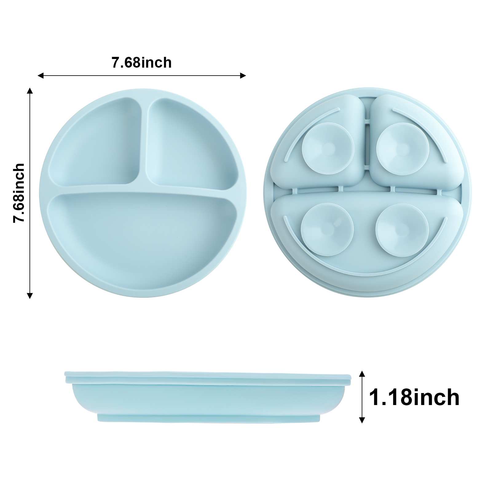 Armscye 3 Pack Suction Toddlers Plates,Divided Suction Plates for Baby,100% Food Grade Silicone Baby Plates,Safe Grip Dishes for Toddlers Self Feeding Training