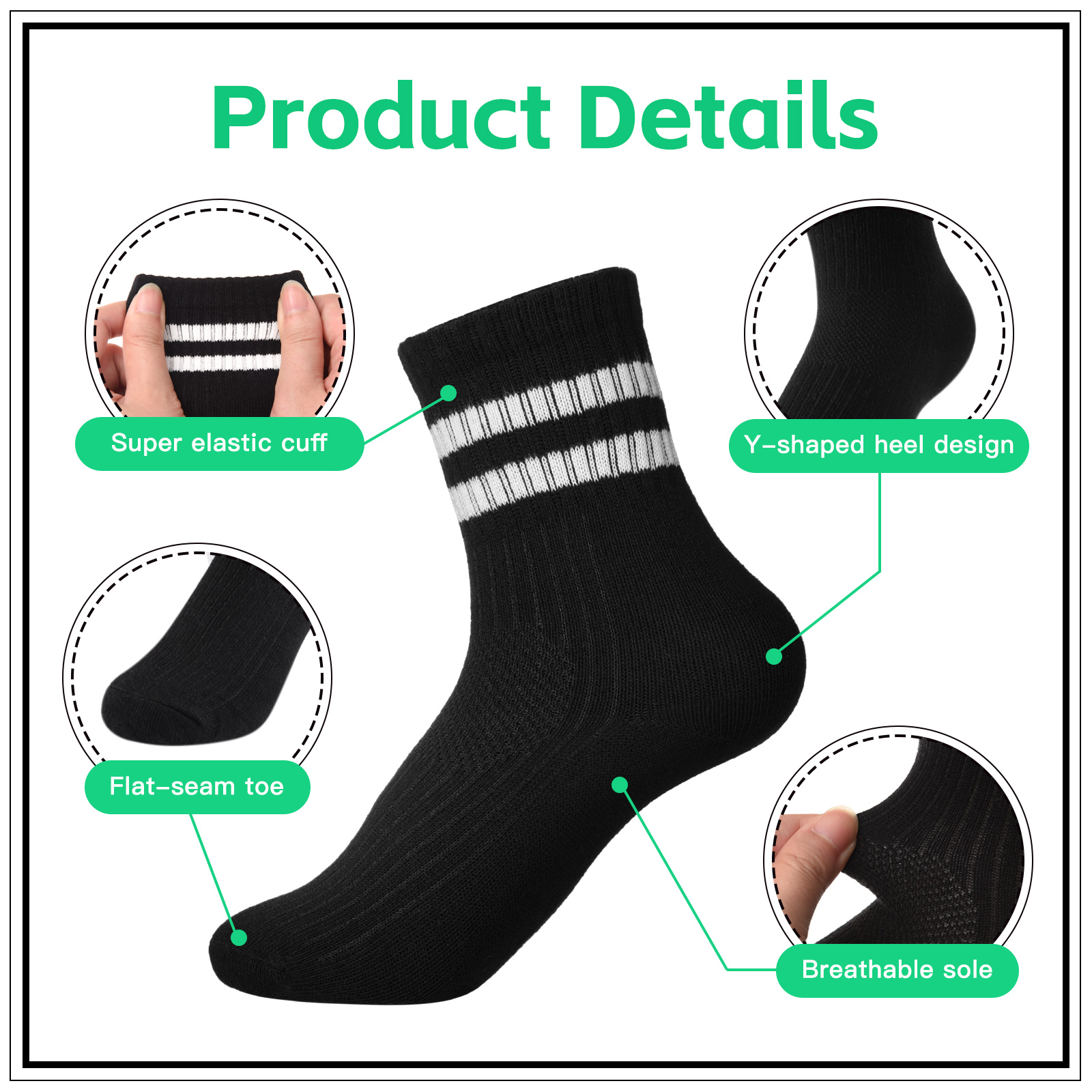 Armscye 6 Pairs Kids Cotton Socks, Boy Crew Socks, Kids Sports Cushioned Crew Socks, Casual Stripes Socks, Mid Cut Ankle Socks for Boys Girls 3-12 Year Old(M)