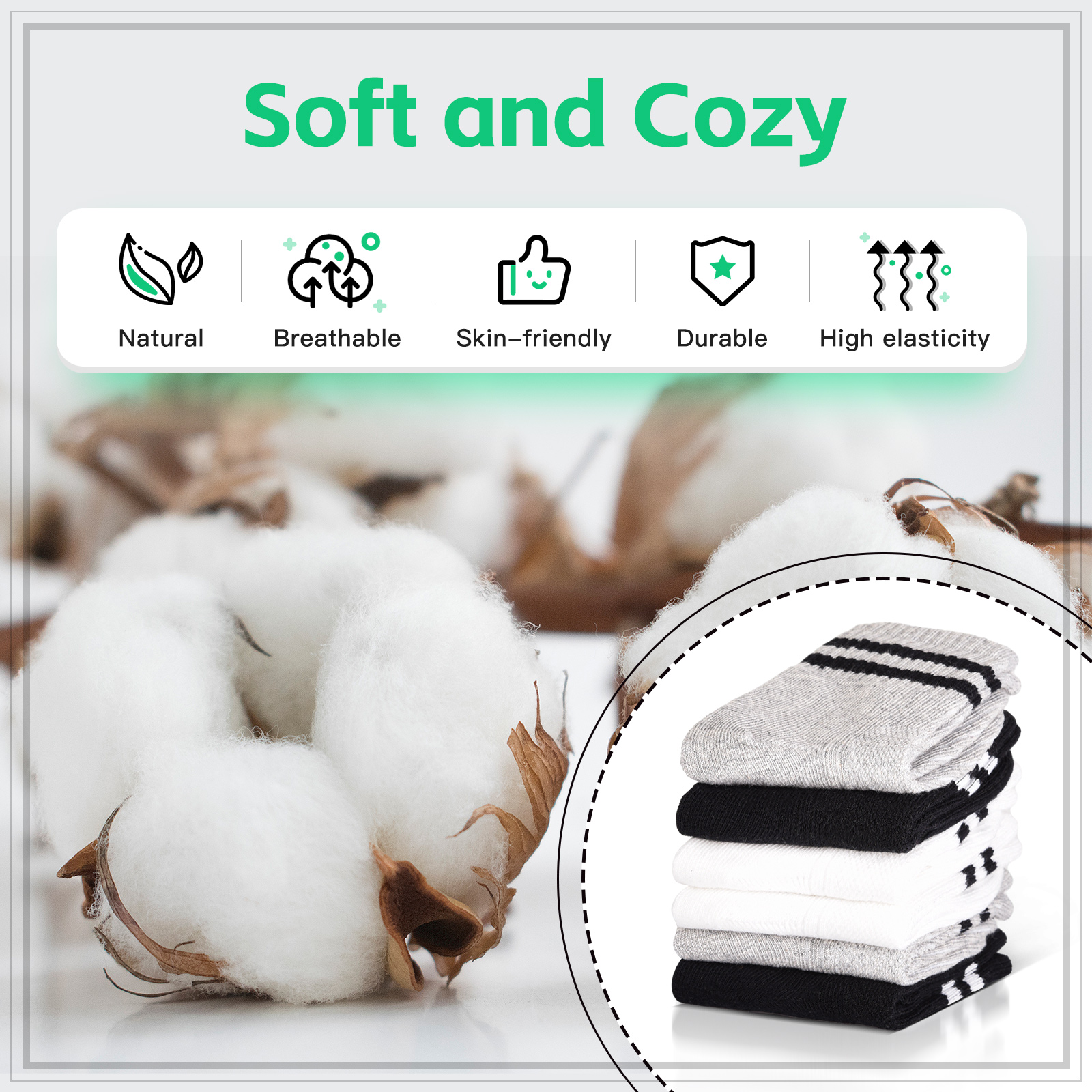 Armscye 6 Pairs Kids Cotton Socks, Boy Crew Socks, Kids Sports Cushioned Crew Socks, Casual Stripes Socks, Mid Cut Ankle Socks for Boys Girls 3-12 Year Old(M)