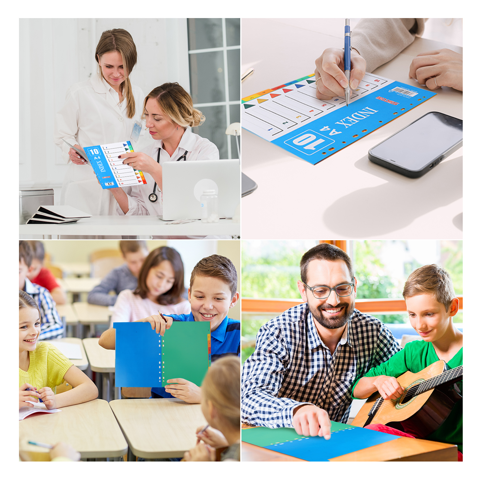 sixwipe 5 Sets 10 Tabs Binder Dividers for 3 Ring Binders, File Notebook Dividers with 11 Pre-punched Holes, Plastic 10 Tab Dividers for School Supplies and Office Workers