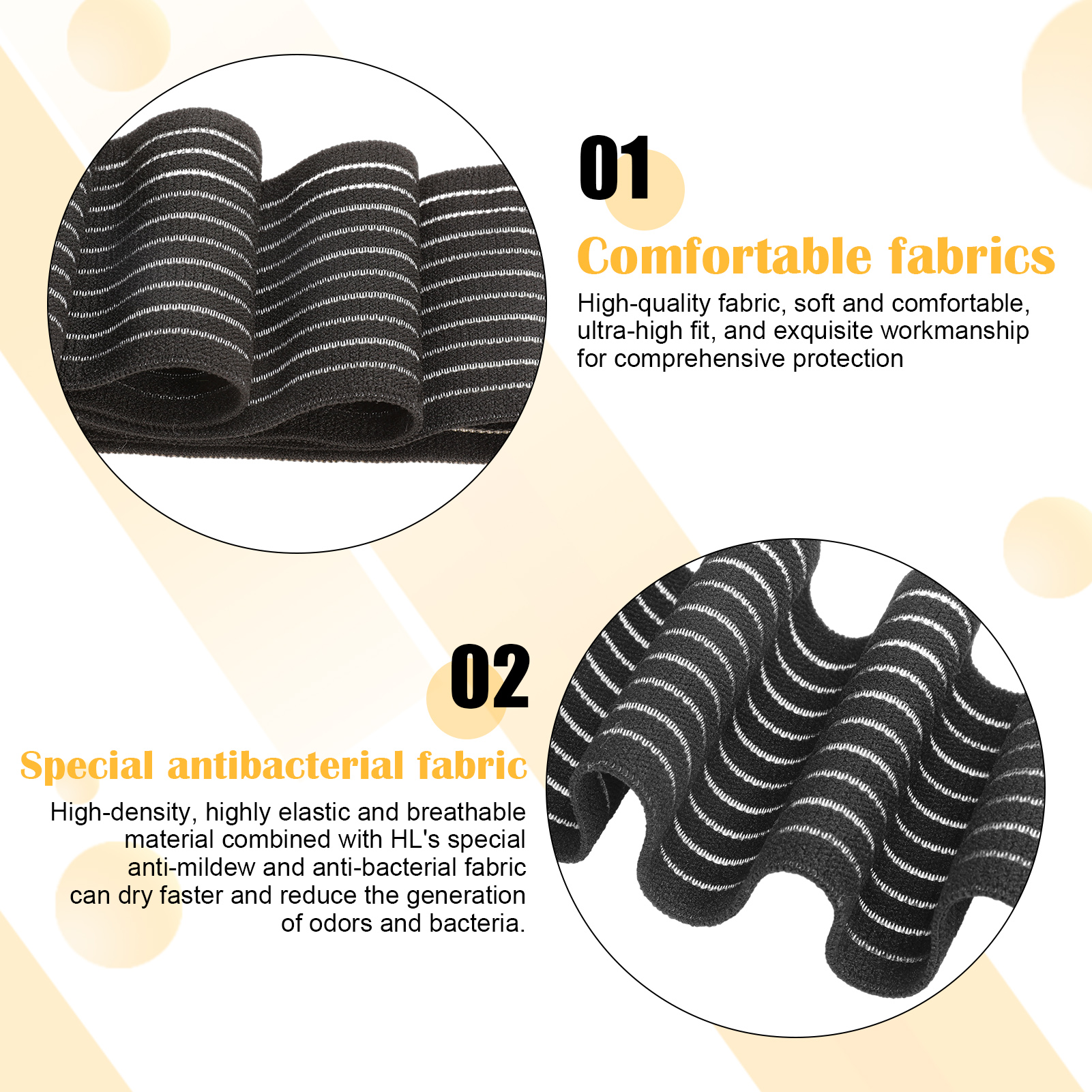 sixwipe 4 Pcs Long Elastic Knee Wraps Leg Brace, Compression Knee Wraps for Pain Relief, Leg Brace for Knee, Bandage Support Wraps for Legs Edema, Sports, Lifting, Stabilizing Ligaments, Joint Pain