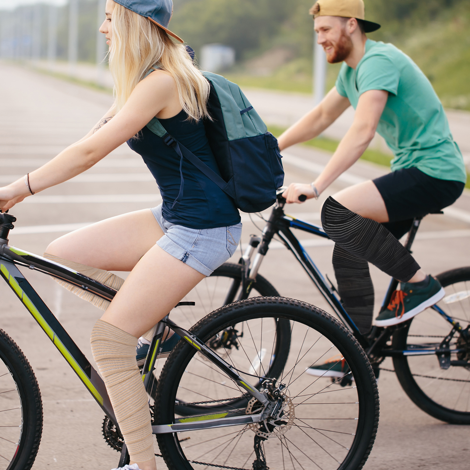 sixwipe 4 Pcs Long Elastic Knee Wraps Leg Brace, Compression Knee Wraps for Pain Relief, Leg Brace for Knee, Bandage Support Wraps for Legs Edema, Sports, Lifting, Stabilizing Ligaments, Joint Pain