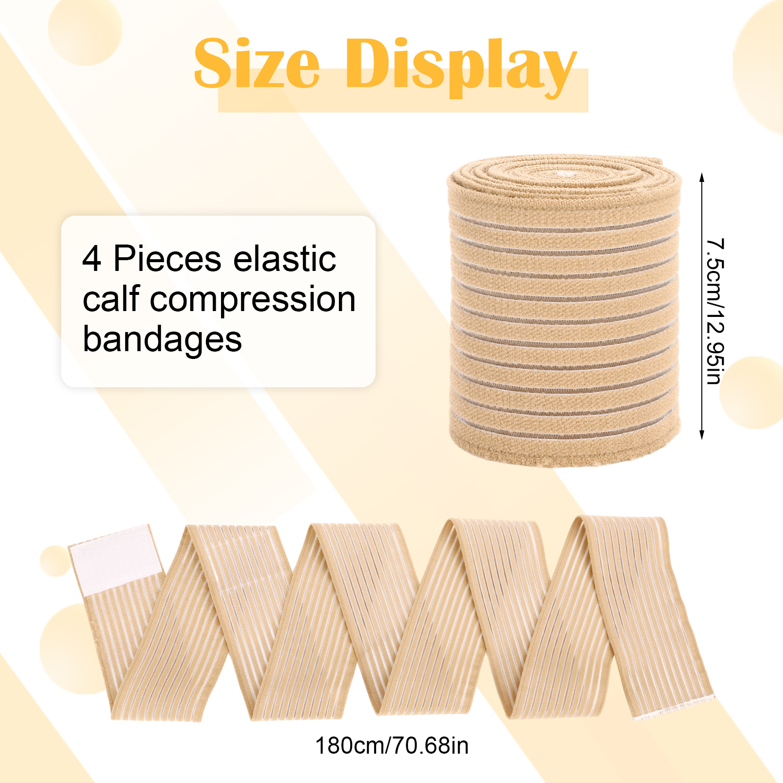 sixwipe 4 Pcs Long Elastic Knee Wraps Leg Brace, Compression Knee Wraps for Pain Relief, Leg Brace for Knee, Bandage Support Wraps for Legs Edema, Sports, Lifting, Stabilizing Ligaments, Joint Pain