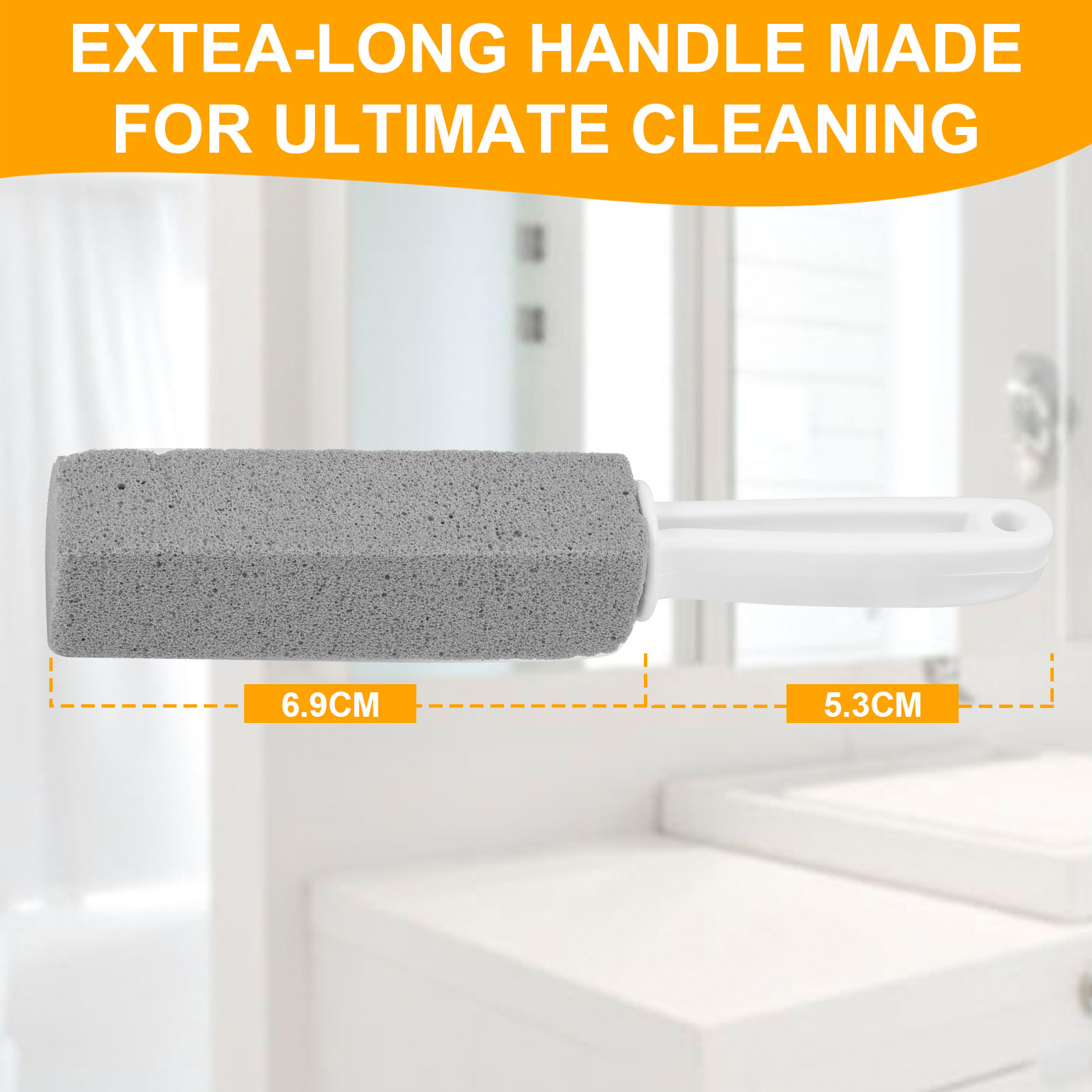 Hengguang 6 Pcs Pumice Stone for Toilets, Pumice Stone Toilet Bowl Cleaner with Extra Long Handle, Toilet Bowl Stain Ring Remover Brush for Toilet Cleaning, Remove Limescale