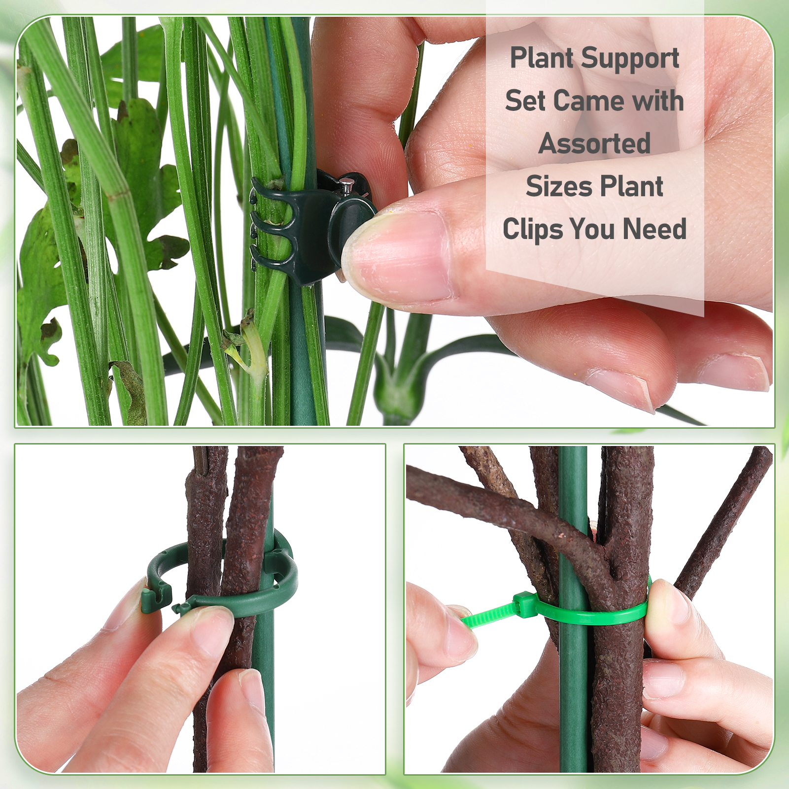 Bocaoying 30 Pcs Plant Support Stakes, Height Adjustable Garden Plant Stake with Clips, Connect Pipe and Plant Ties, Plant Stick for Indoor Outdoor Tomato Orchid Rose Peony Peppers