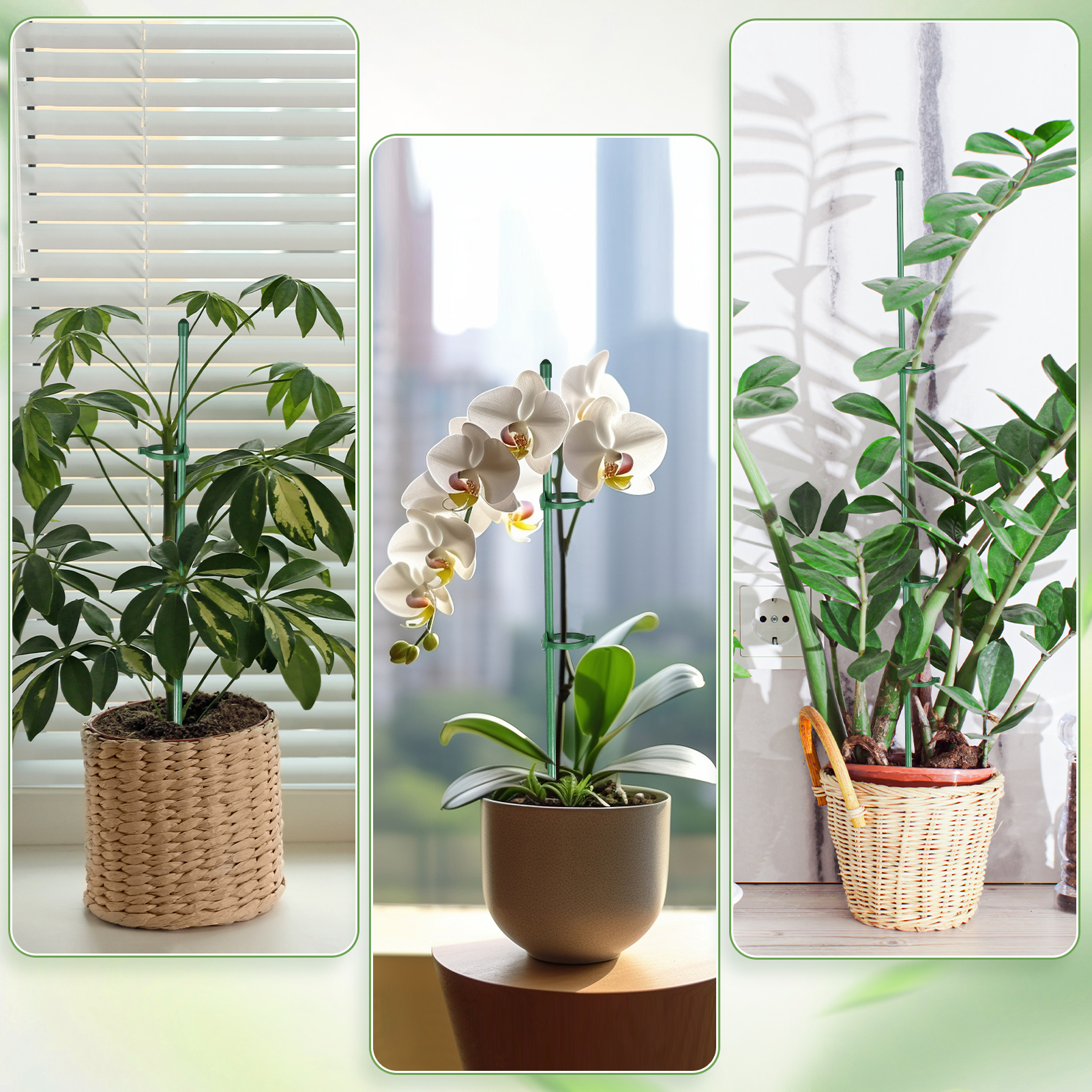 Bocaoying 30 Pcs Plant Support Stakes, Height Adjustable Garden Plant Stake with Clips, Connect Pipe and Plant Ties, Plant Stick for Indoor Outdoor Tomato Orchid Rose Peony Peppers