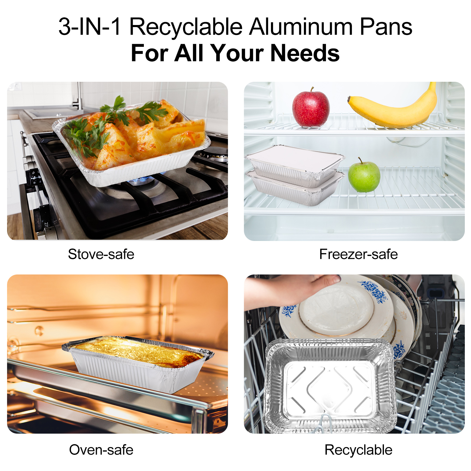 Armscye 50 Pack 2.25Lb Disposable Aluminum Cardboard Pans, Foil Containers with Cardboard Lids, Aluminum Foil Carry Out Containers with Strong Seal Edge