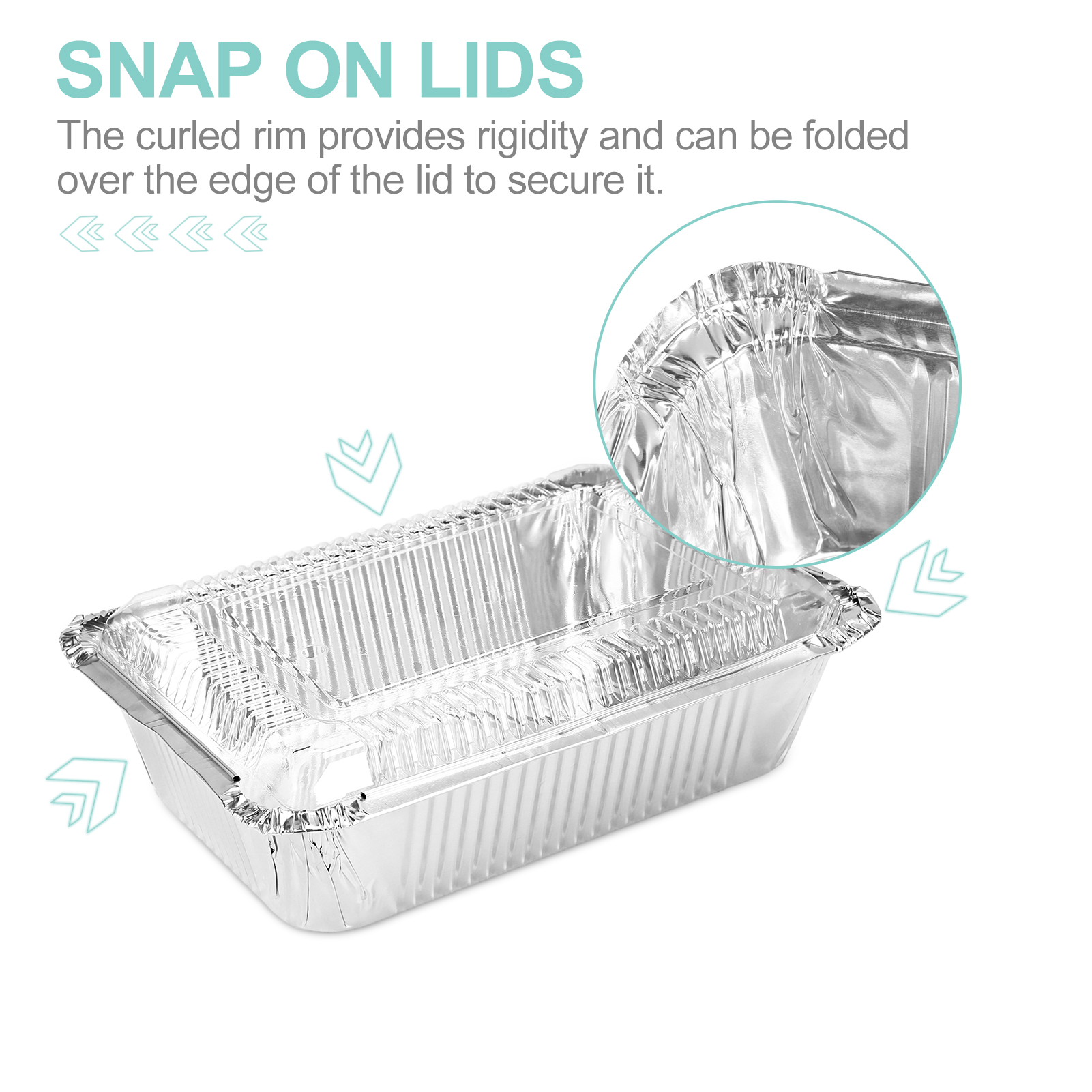 Armscye 50 Pack 2.25Lb Disposable Aluminum Cardboard Pans,Foil Containers with Cardboard Lids,Aluminum Foil Carry Out Containers with Strong Seal Edge