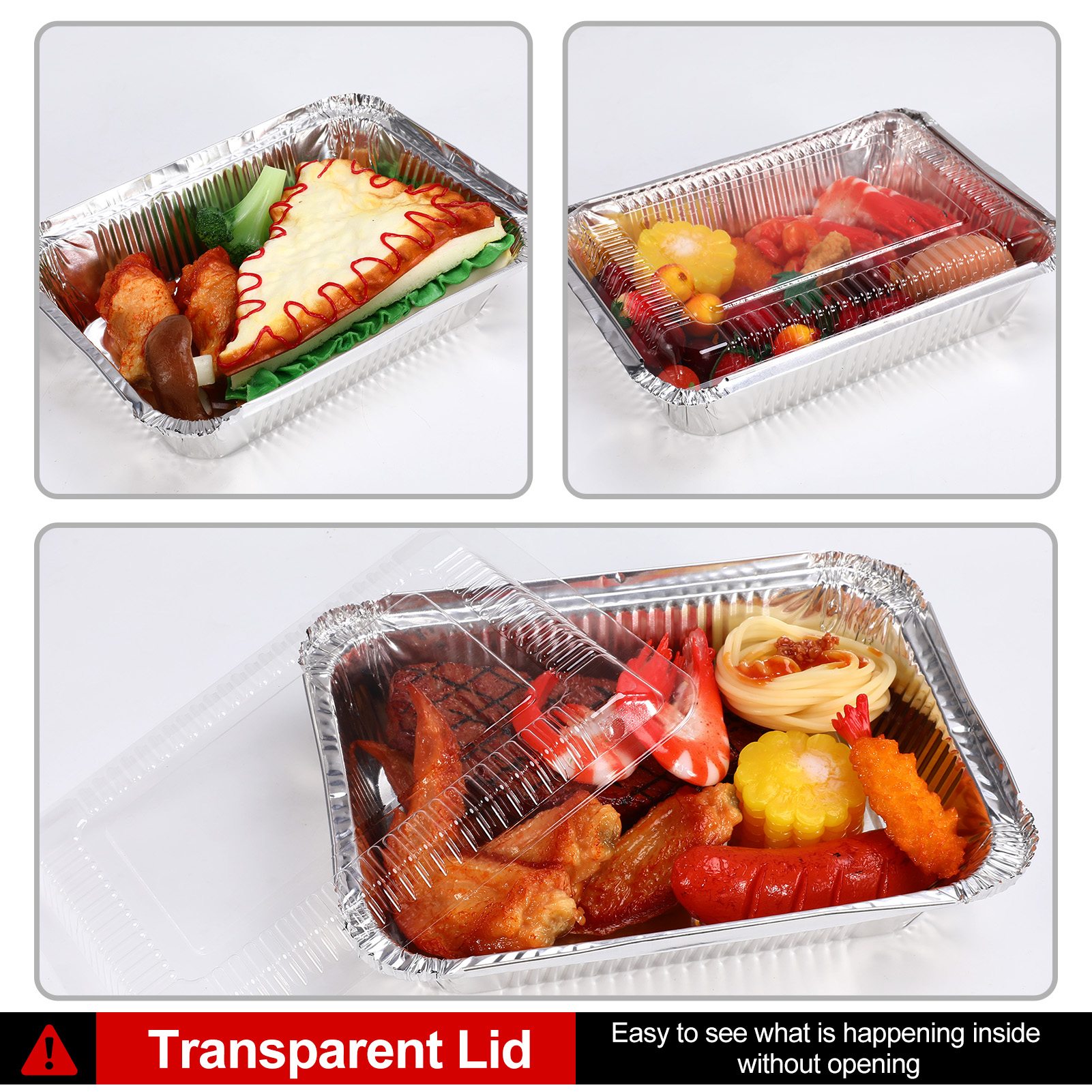 Armscye 50 Pack 2.25Lb Disposable Aluminum Cardboard Pans,Foil Containers with Cardboard Lids,Aluminum Foil Carry Out Containers with Strong Seal Edge