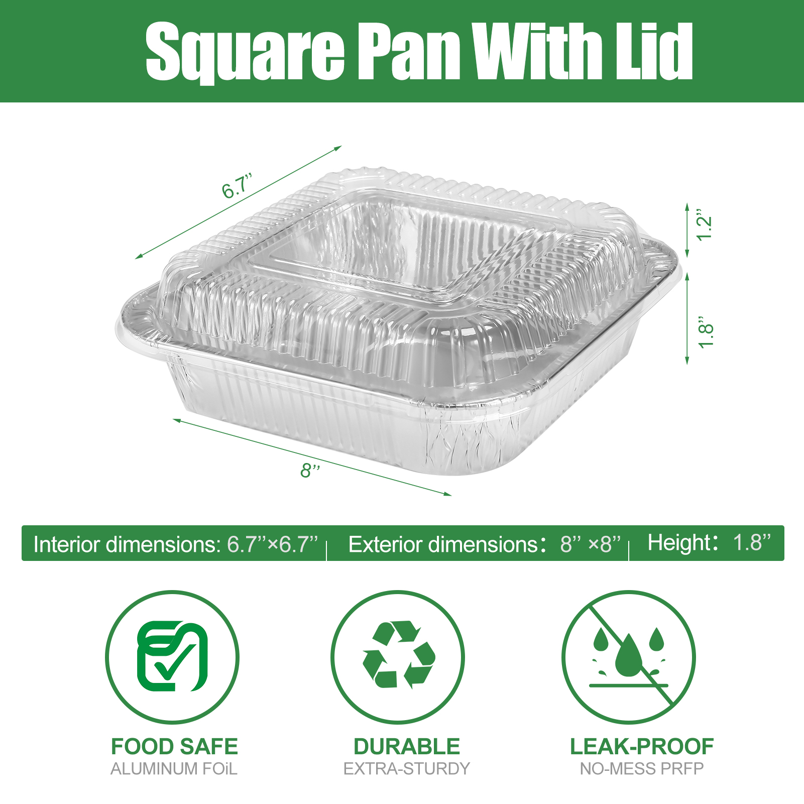 Topekada 15 Pack Square Aluminum Foil Pans with Lids,8x8 Disposable Heavy Duty Aluminum Baking with Covers - Disposable Baking Pans for Air Fryer, Oven, Cooking