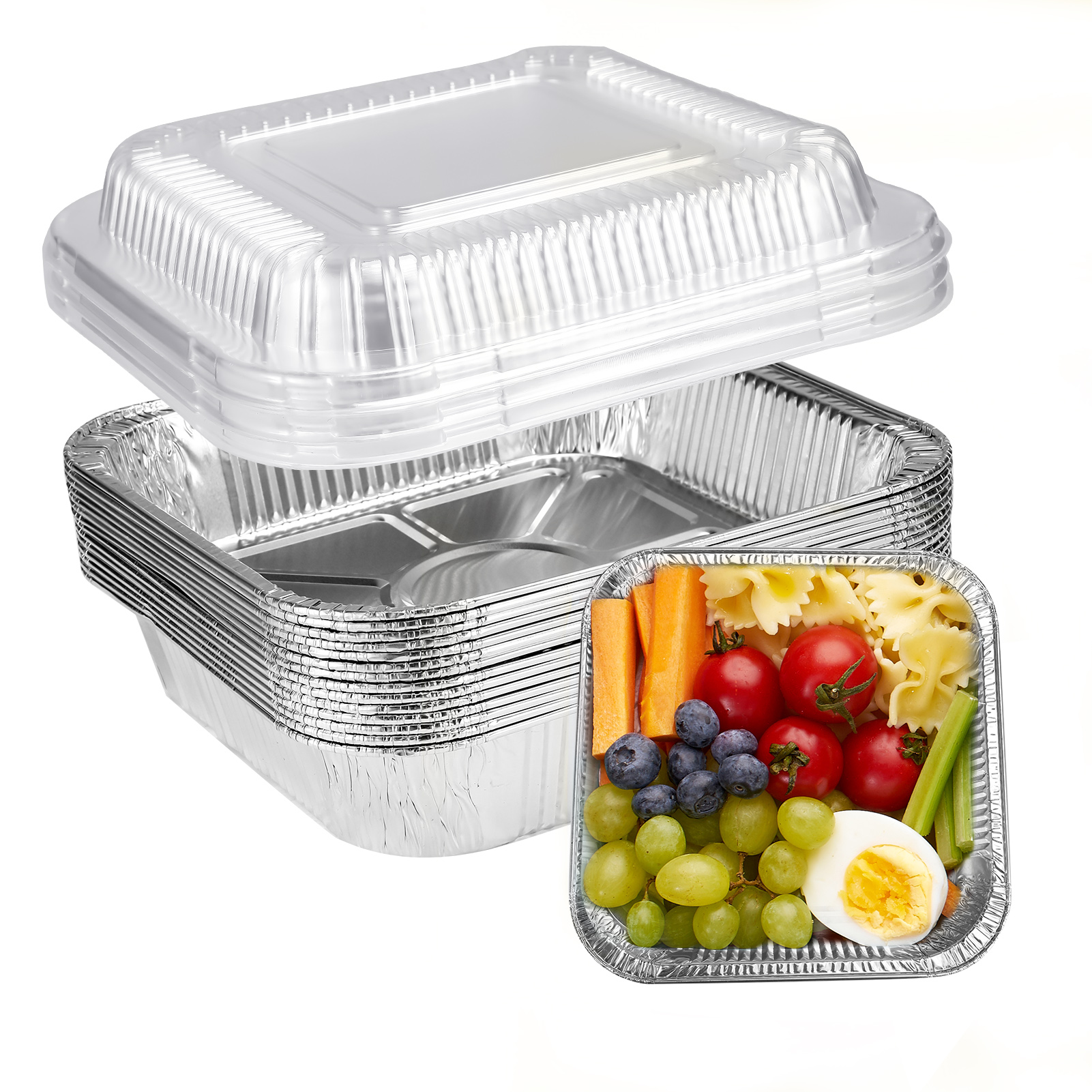 Topekada 15 Pack Square Aluminum Foil Pans with Lids,8x8 Disposable Heavy Duty Aluminum Baking with Covers - Disposable Baking Pans for Air Fryer, Oven, Cooking