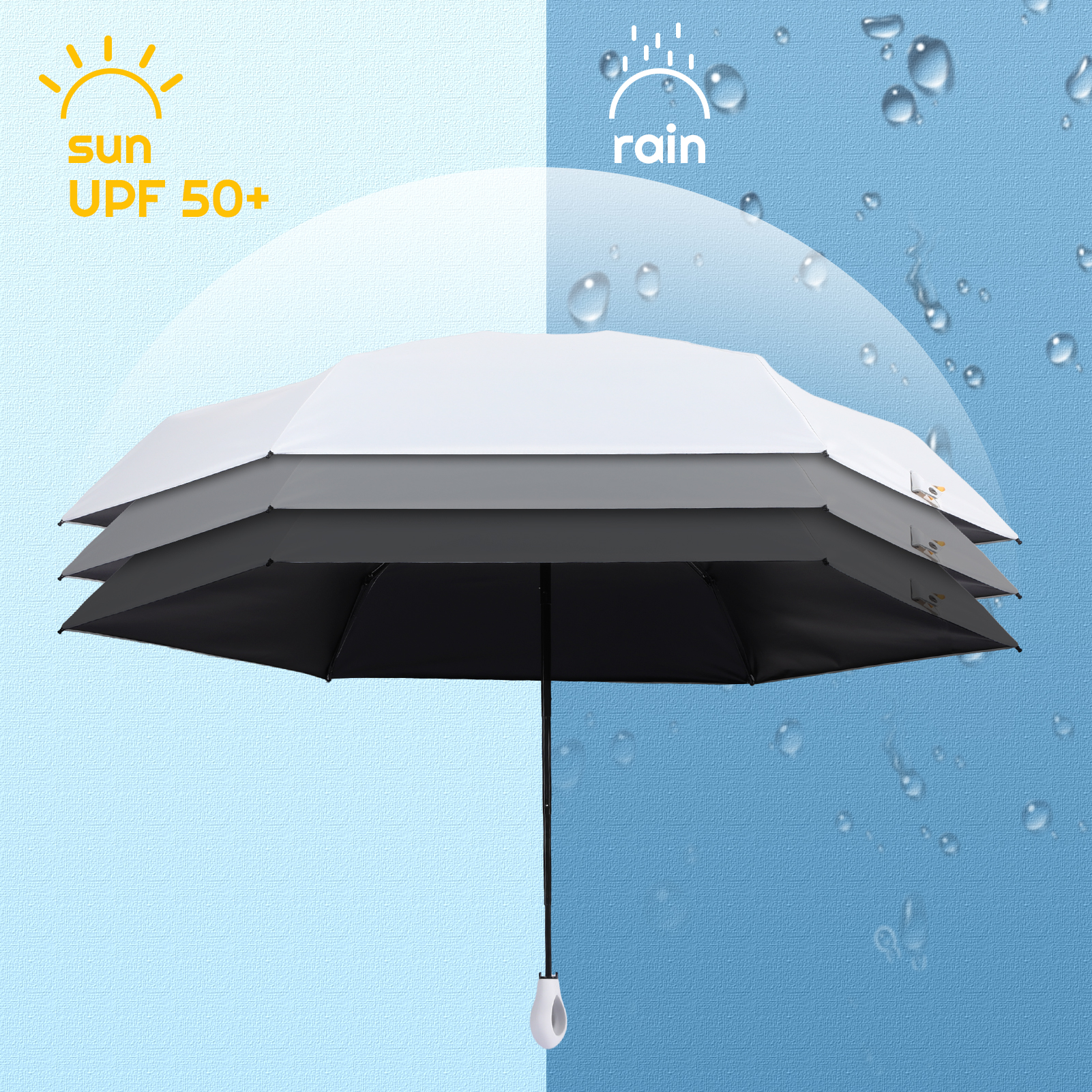 Bocaoying 2 Pack Mini Sun Travel Umbrella, Lightweight Portable Umbrella, Rain Sun Blocking Anti UPF 50 UV Protection 99.9%, Light Compact Rain Umbrella for Travel Outdoor Daily Use