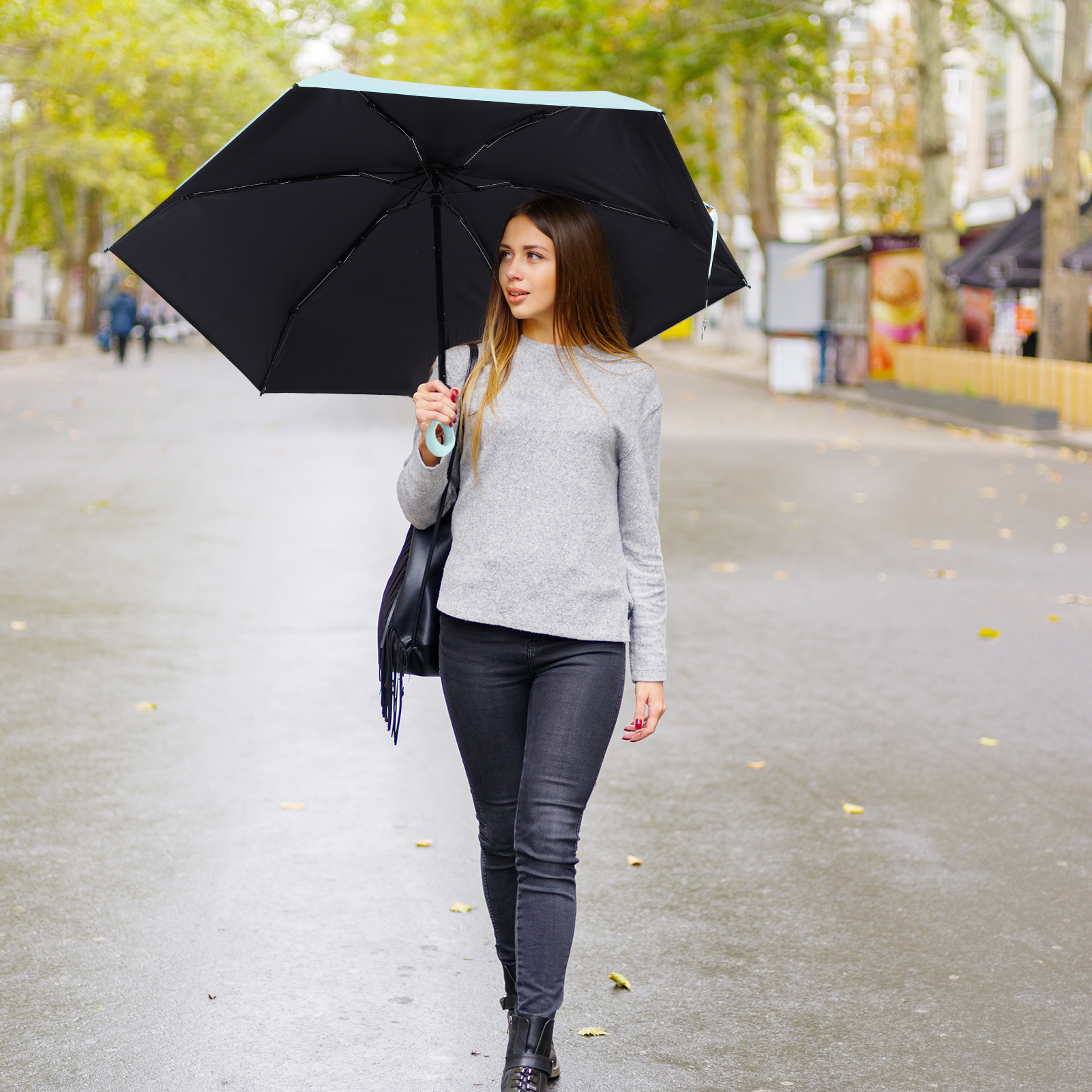 Bocaoying 2 Pack Mini Sun Travel Umbrella, Lightweight Portable Umbrella, Rain Sun Blocking Anti UPF 50 UV Protection 99.9%, Light Compact Rain Umbrella for Travel Outdoor Daily Use