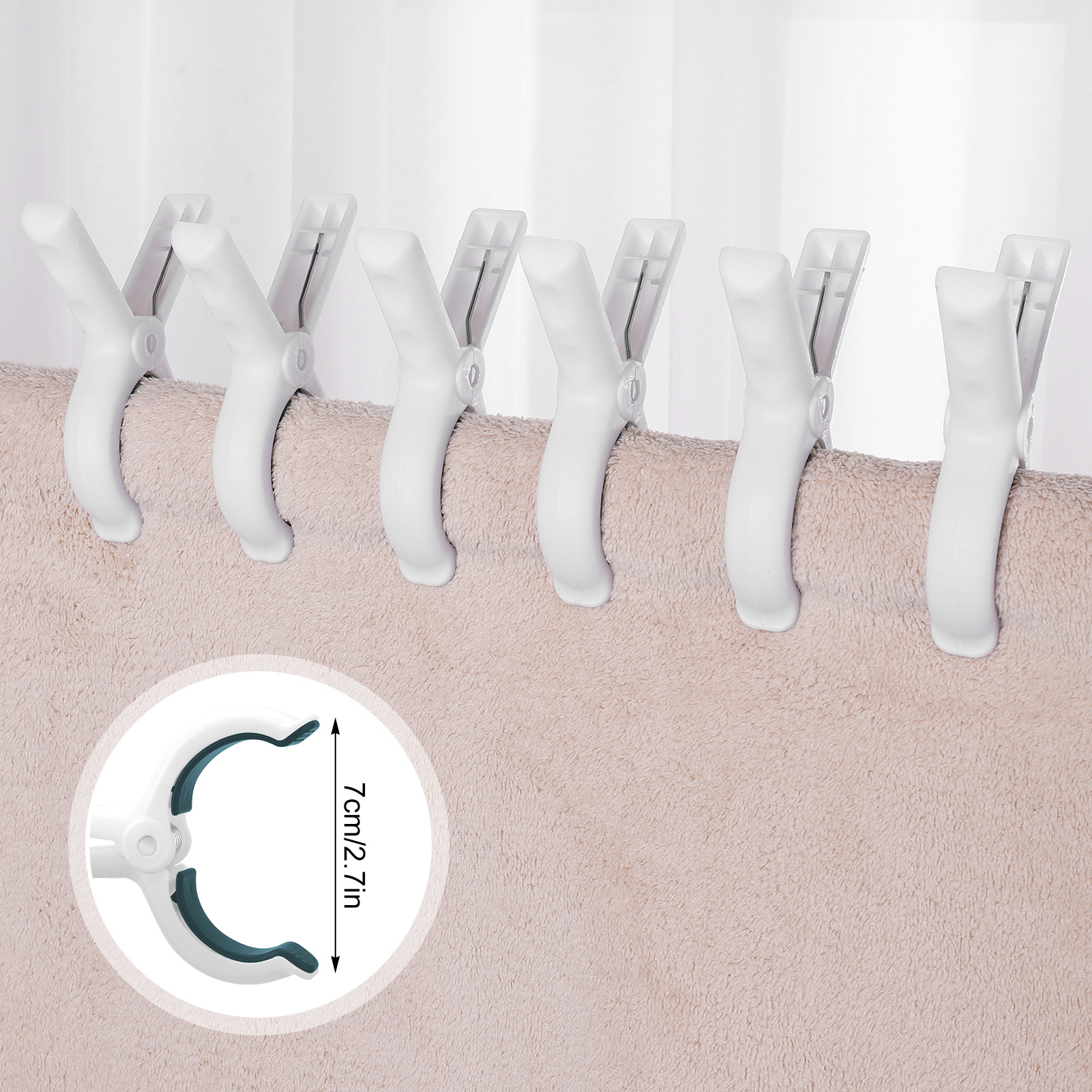 Abaima 10 Pcs Beach Towel Clips,Large Clothes Pins Plastic,Strong Grip Towel Clips for Beach Chair,Heavy Duty Jumbo Size Blanket Clips for Daily Laundry Room,Beach