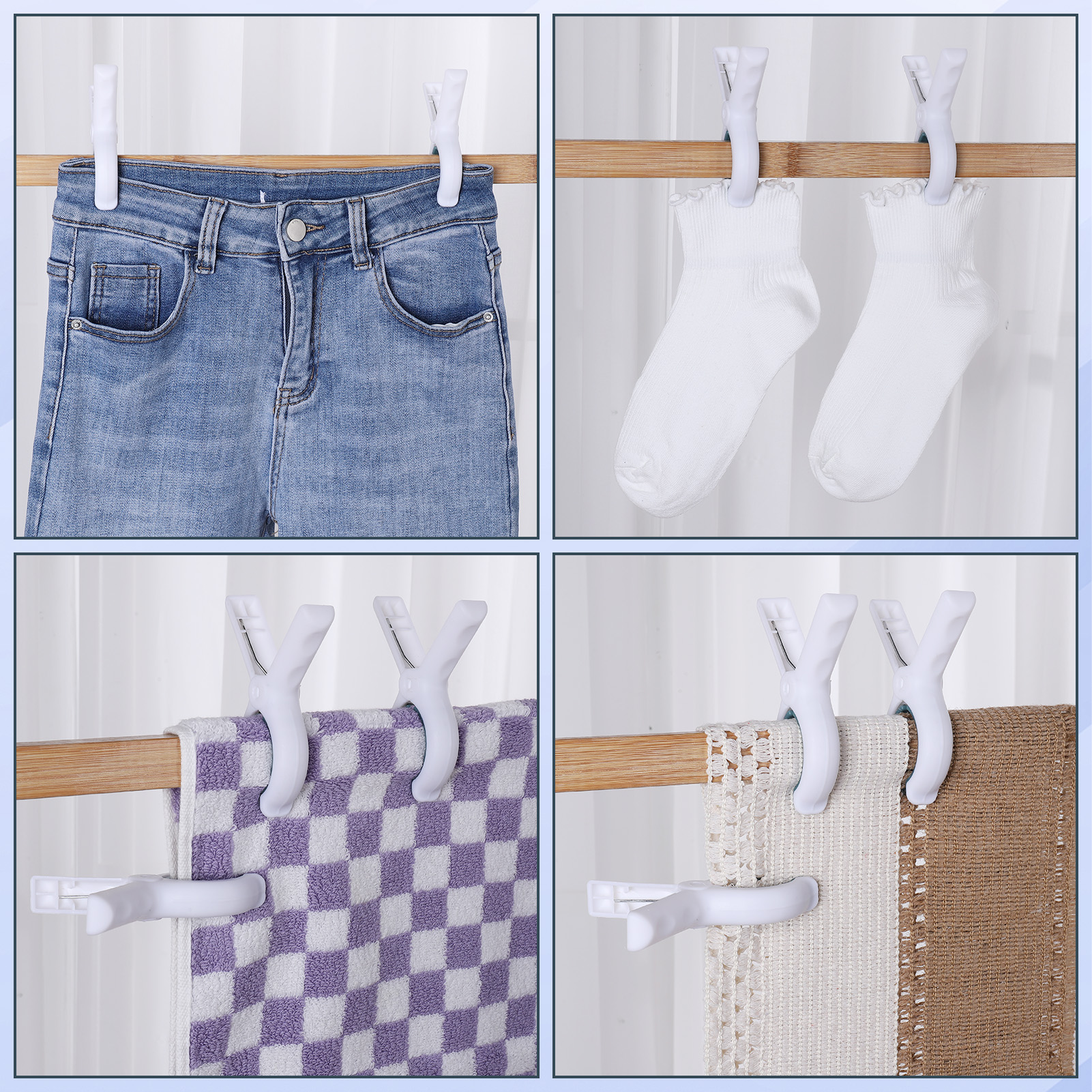 Abaima 10 Pcs Beach Towel Clips,Large Clothes Pins Plastic,Strong Grip Towel Clips for Beach Chair,Heavy Duty Jumbo Size Blanket Clips for Daily Laundry Room,Beach