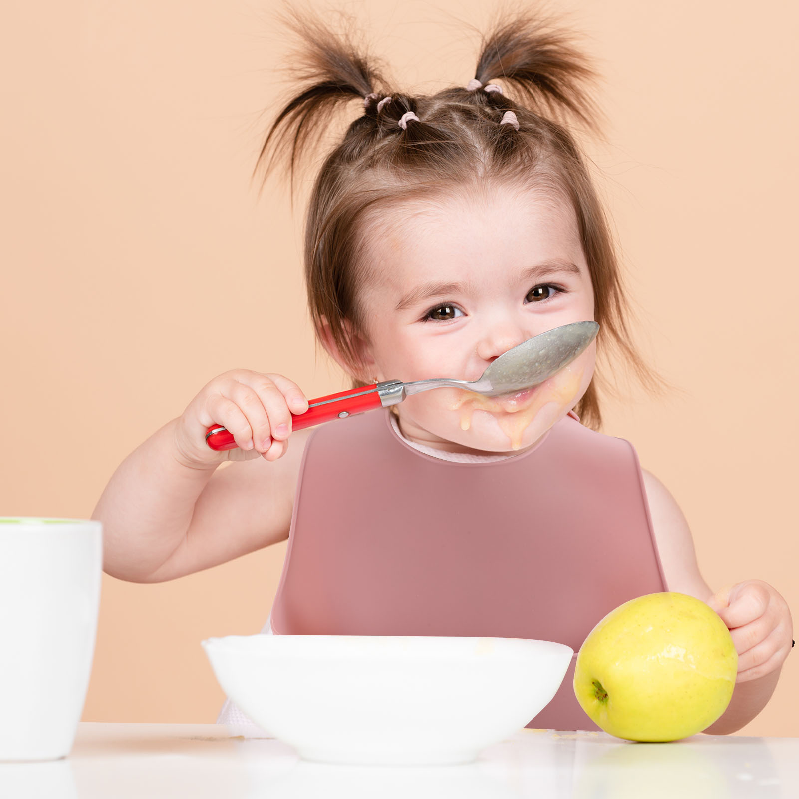 Hengguang Baby Boy and Girl Silicone Waterproof Bib with Food Catcher Pocket, 4 Piece