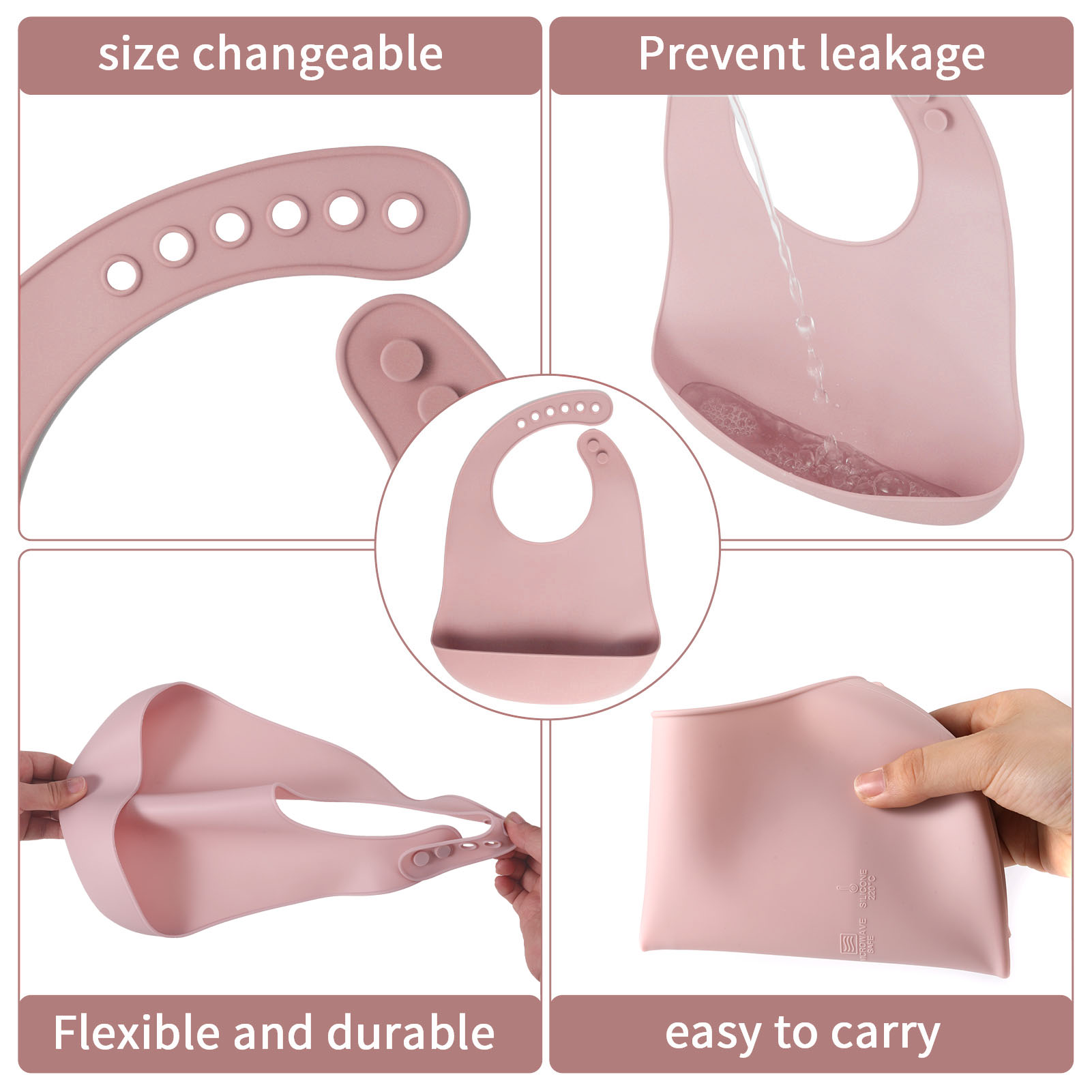 Hengguang Baby Boy and Girl Silicone Waterproof Bib with Food Catcher Pocket, 4 Piece