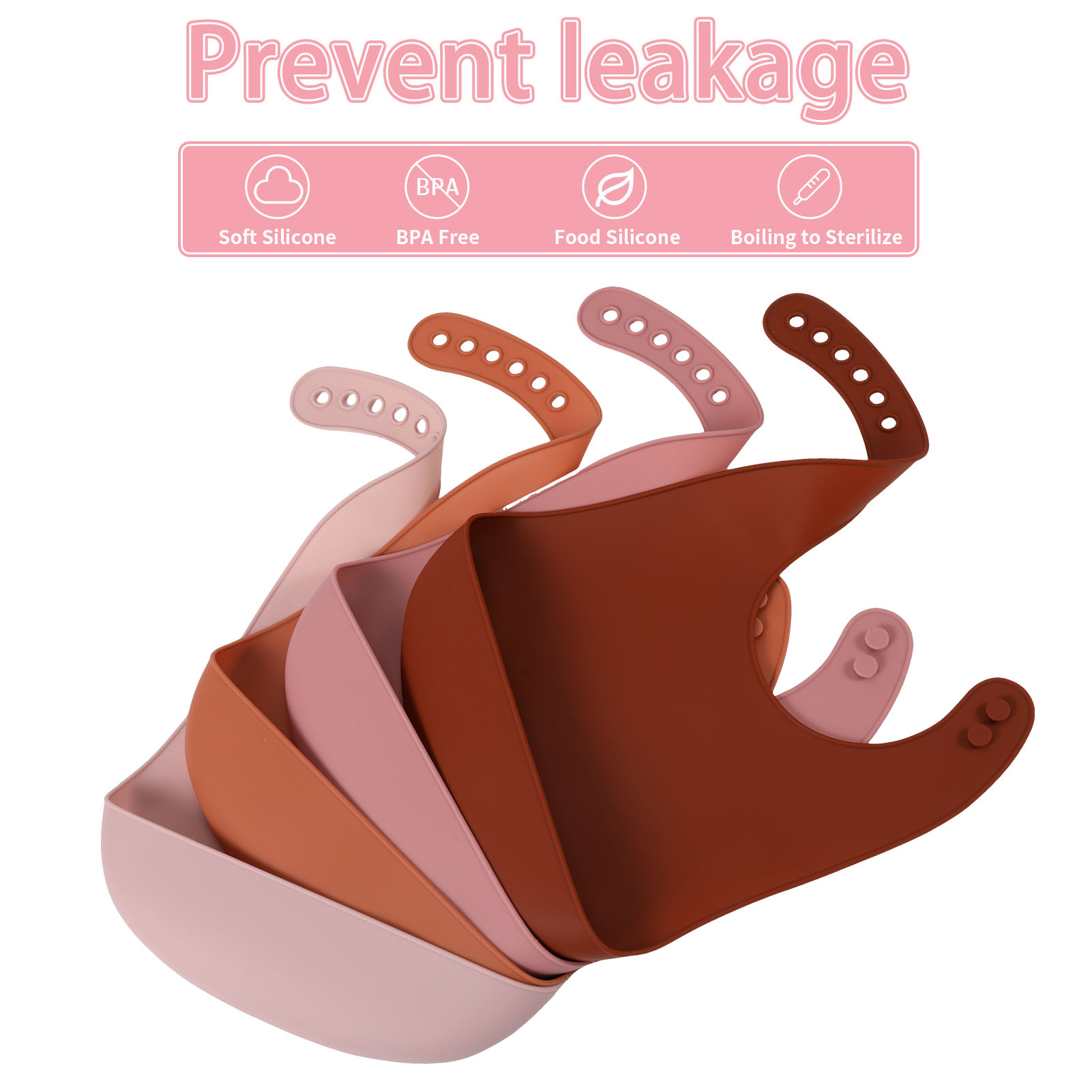 Hengguang Baby Boy and Girl Silicone Waterproof Bib with Food Catcher Pocket, 4 Piece