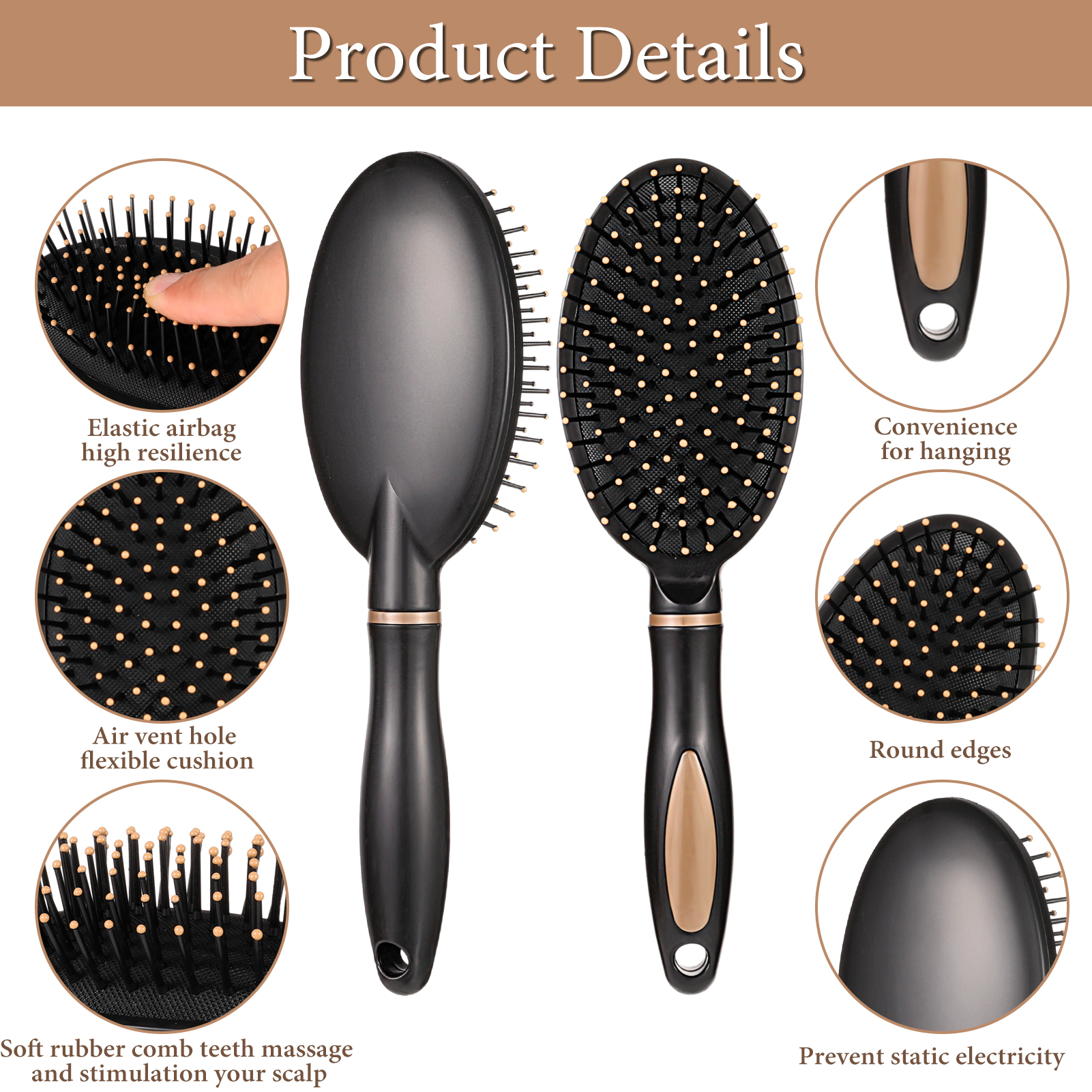 Abaima 8 Pieces Detangling Styling Comb Set,Anti Static Massage Oval Comb,Rat Tail Comb,Wide Tooth Detangling Comb for Women Men Straight,Curly All Hair Types