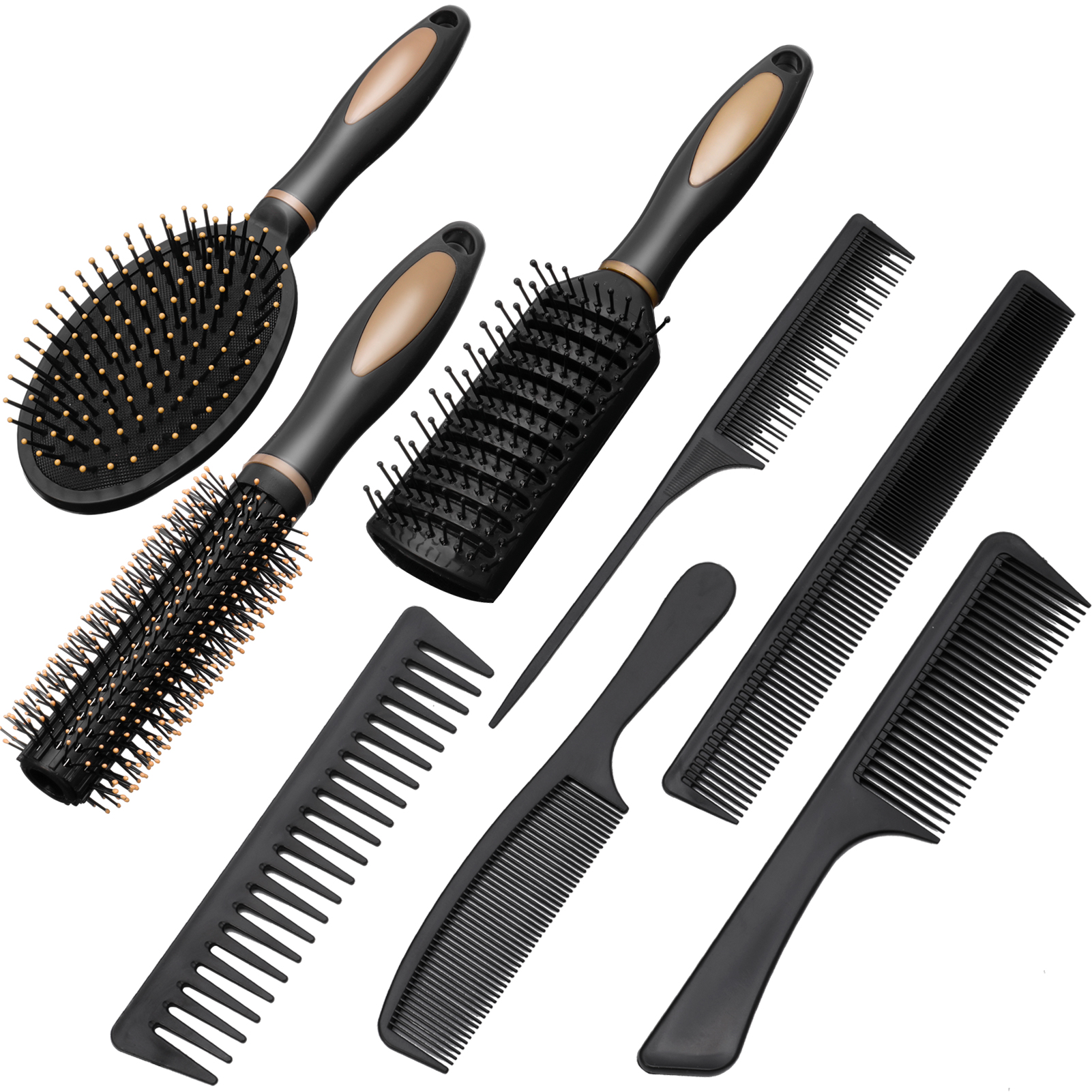 Abaima 8 Pieces Detangling Styling Comb Set,Anti Static Massage Oval Comb,Rat Tail Comb,Wide Tooth Detangling Comb for Women Men Straight,Curly All Hair Types