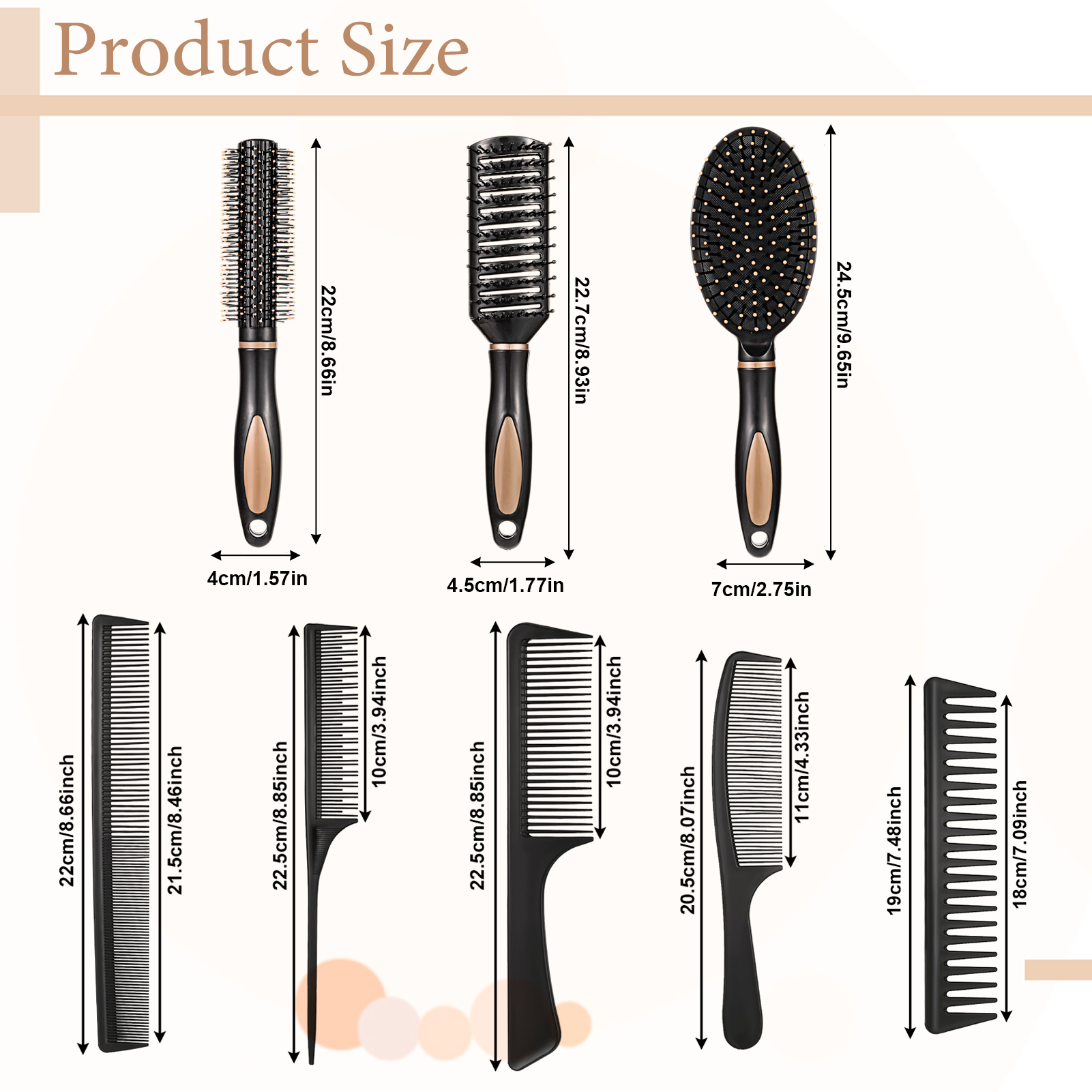 Abaima 8 Pieces Detangling Styling Comb Set,Anti Static Massage Oval Comb,Rat Tail Comb,Wide Tooth Detangling Comb for Women Men Straight,Curly All Hair Types