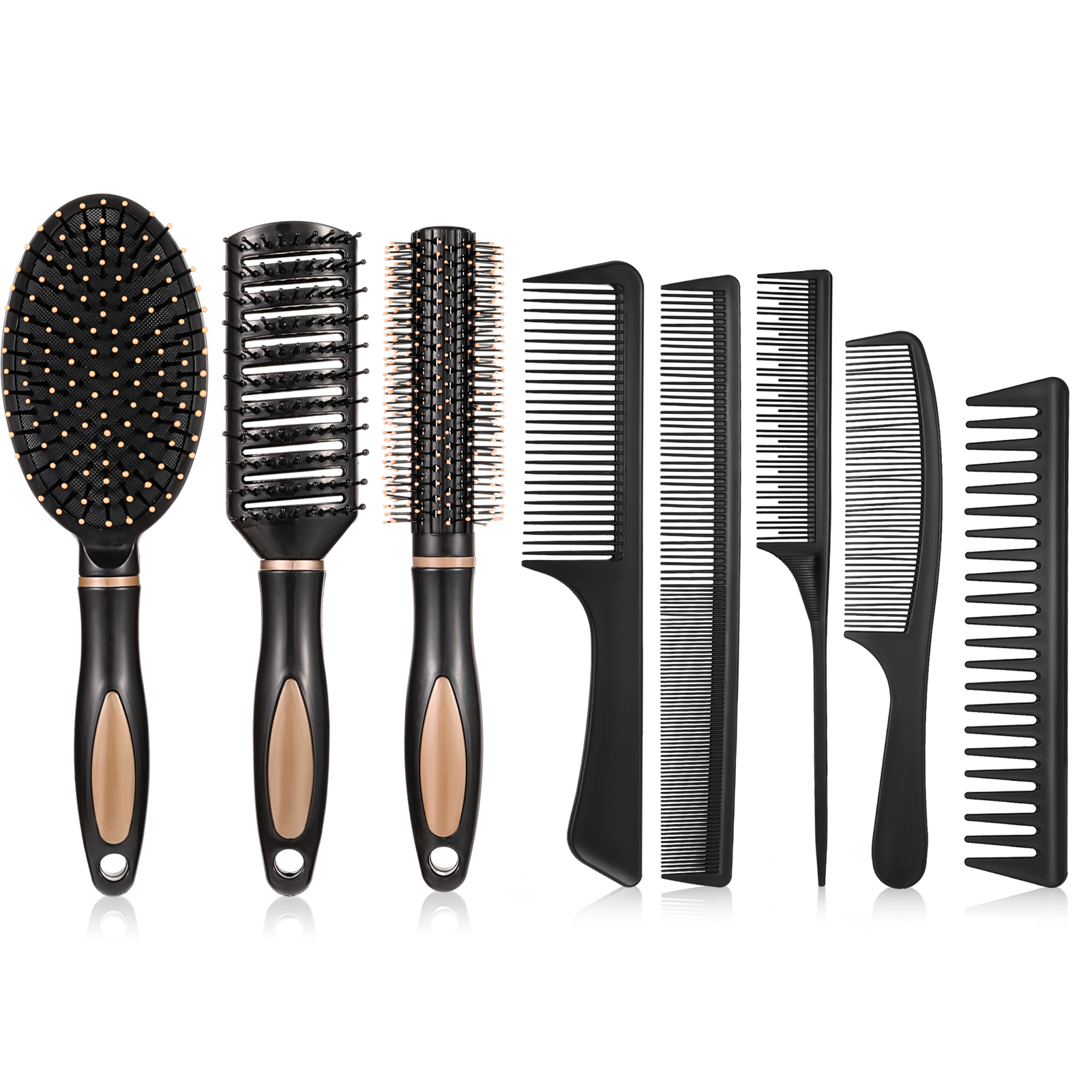 Abaima 8 Pieces Detangling Styling Comb Set,Anti Static Massage Oval Comb,Rat Tail Comb,Wide Tooth Detangling Comb for Women Men Straight,Curly All Hair Types