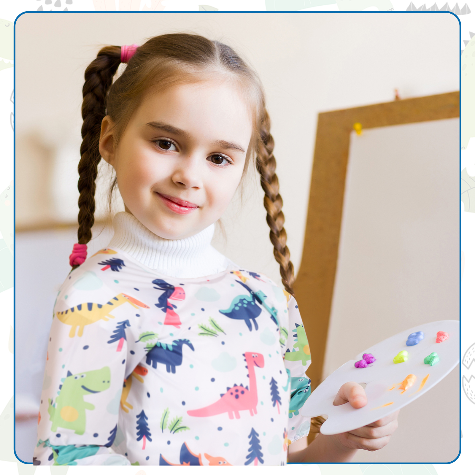 sixwipe Kids Art Smocks, 2 Pack Kids Painting Apron for Arts & Crafts, Dinosaur Painting Apron for Children, Artist Smock with Long Sleeve for Age 3-8 Years