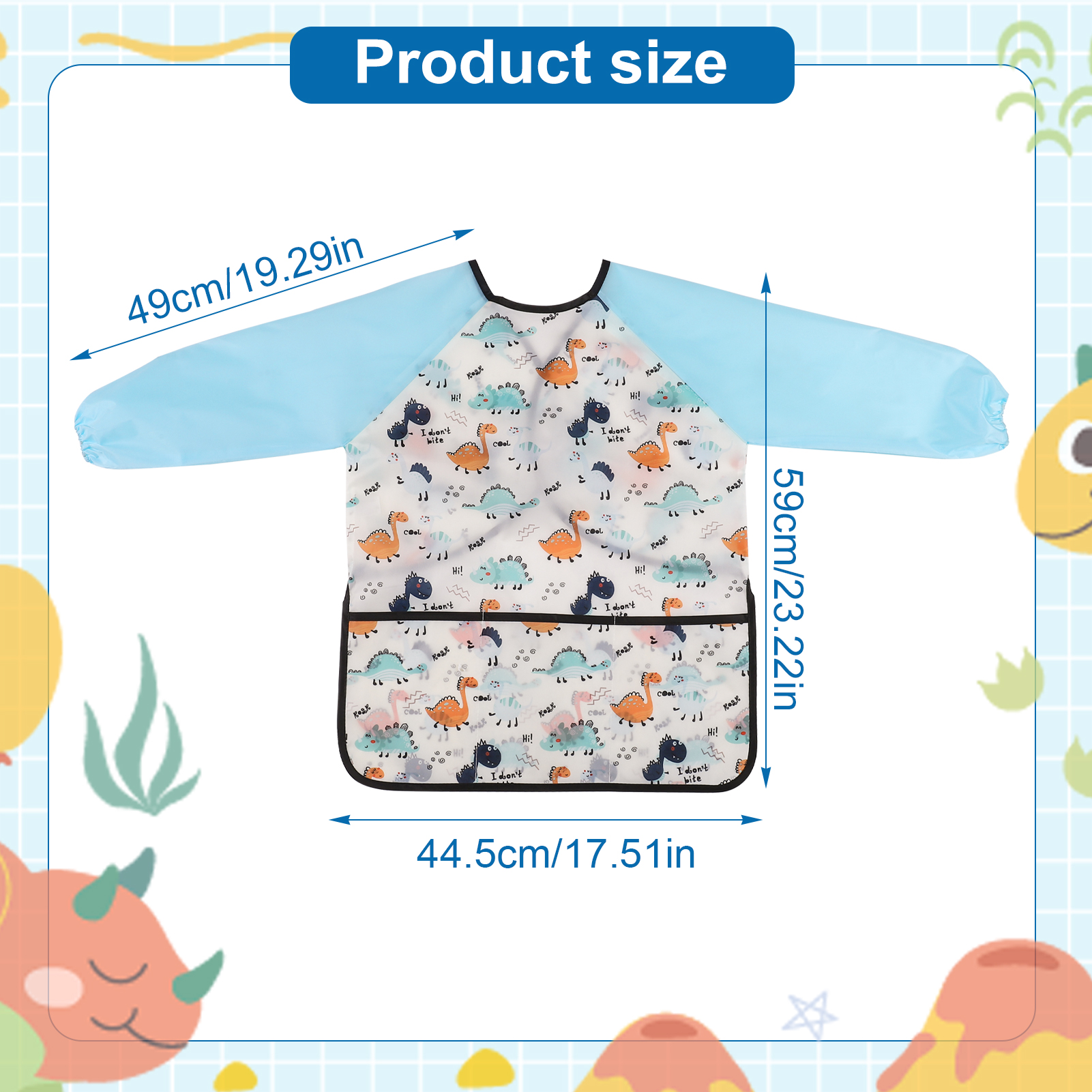 sixwipe Kids Art Smocks, 2 Pack Kids Painting Apron for Arts & Crafts, Dinosaur Painting Apron for Children, Artist Smock with Long Sleeve for Age 3-8 Years