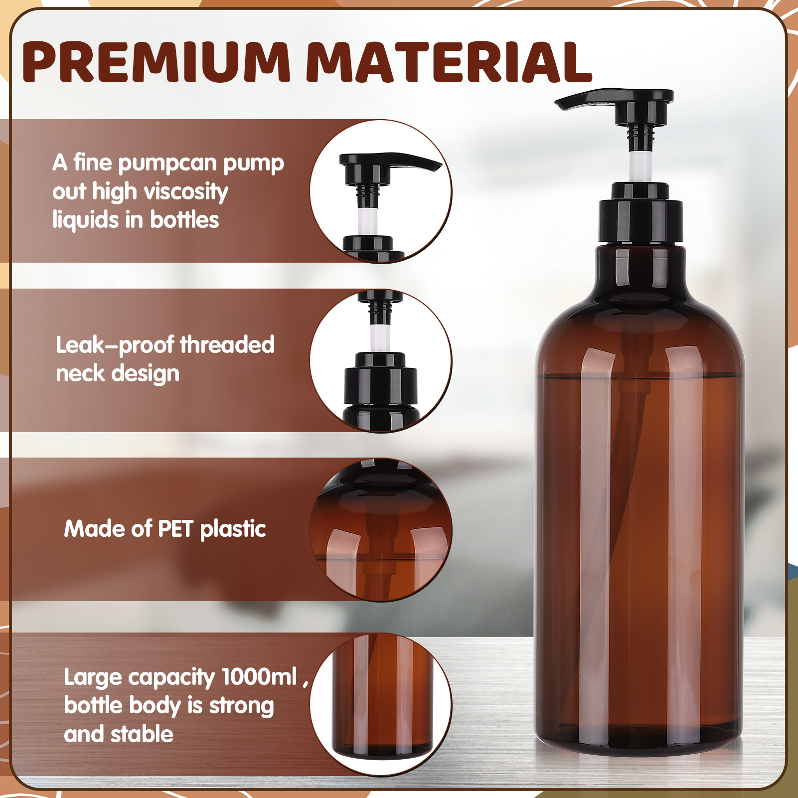 Abaima 2 Pack 32oz Empty Pump Bottle, 1000ml Shampoo And Conditioner Dispenser Bottle,1 Liter Refillable Clear Shower Soap Dispenser Bottle With Silicone Funnels And Labels