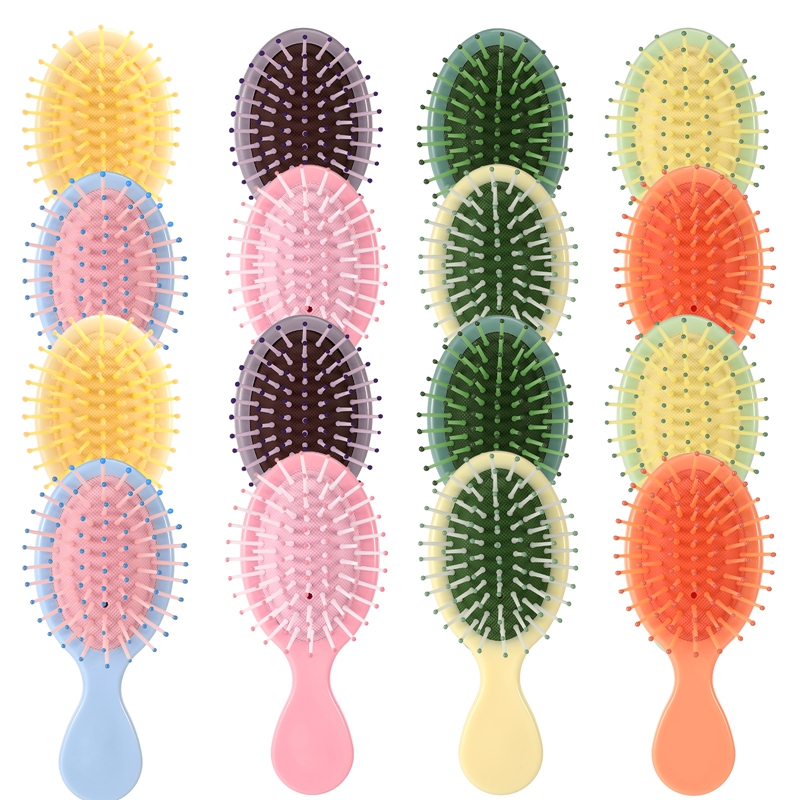 AOWOO 16 Pcs Mini Wet Hair Brush Bulk, Travel Detangling Brush, Detangling Pocket Hairbrush Small Paddle Hair Brush for Women Kids Wet or Dry Hair