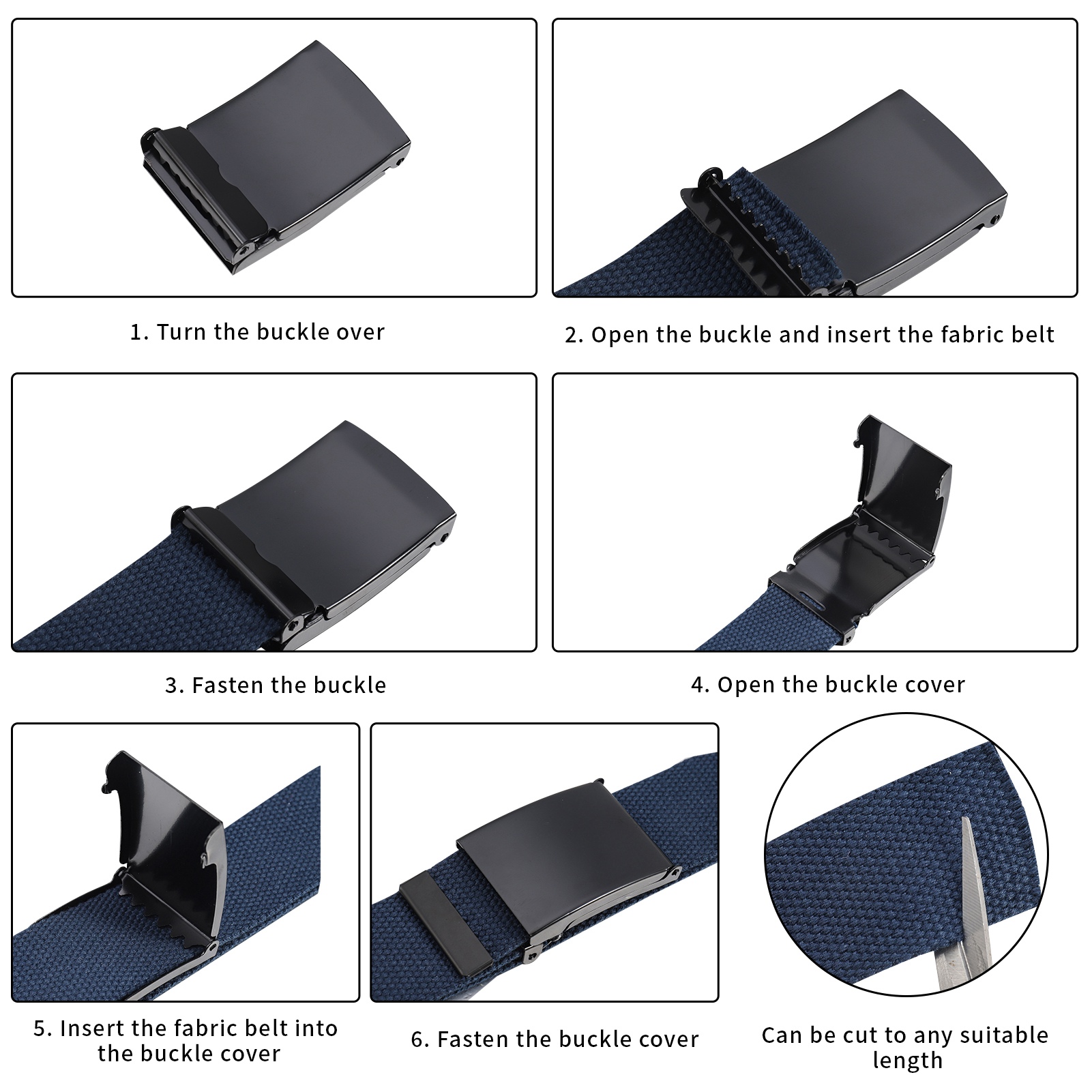 Armscye 3 Pack Mens Canvas Web Belts, 50'' Belts for Men, Nylon Cut To Fit Military Style Fabric Belts, No Hole Belt for Men (Black, Dark Grey, Dark Blue, Suit for 36'' - 44'')
